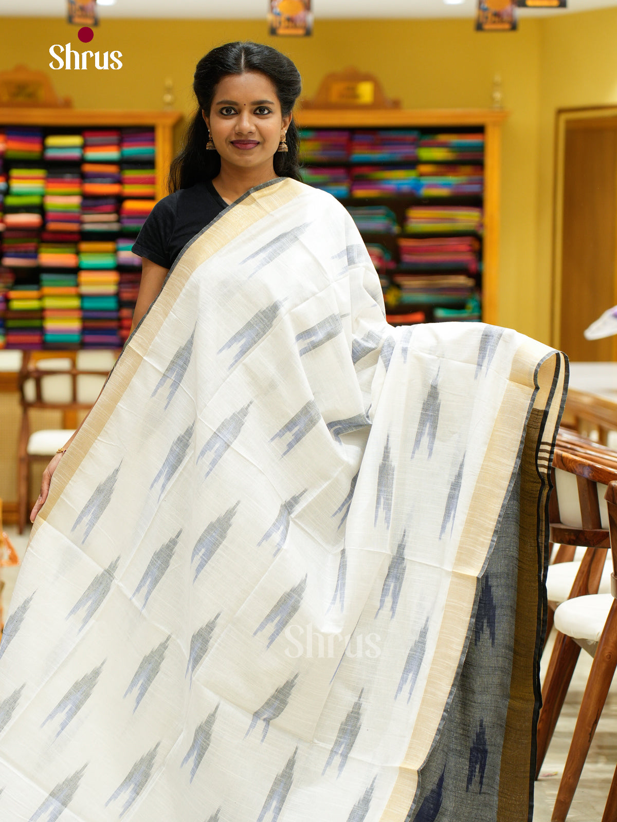 Semi Ikkat Saree - EFS03099 - Shop on Shrus.com