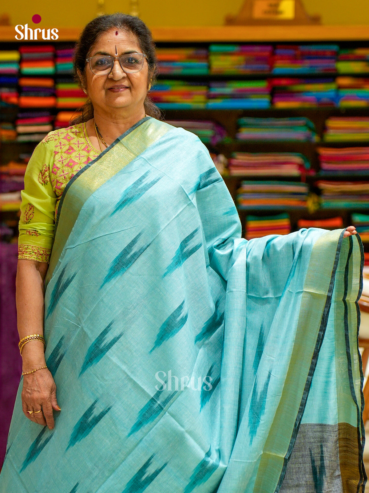 Semi Ikkat Saree - EFS03100 - Shop on Shrus.com