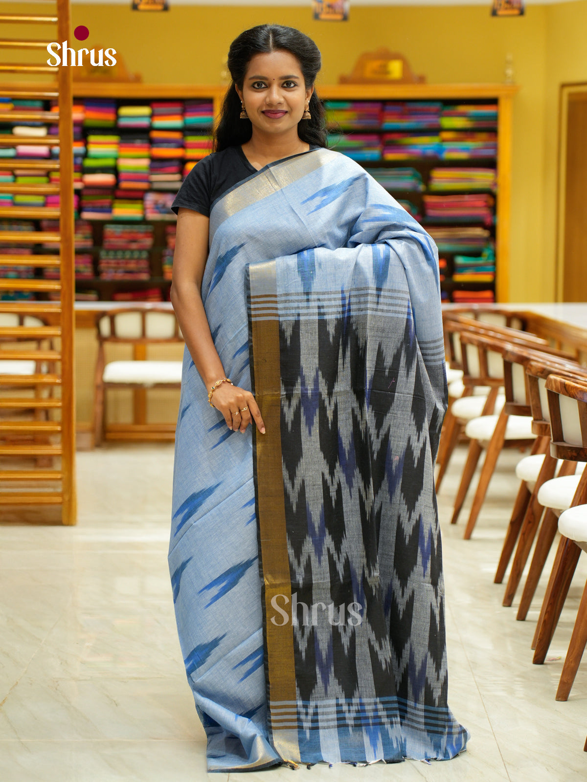 Semi Ikkat Saree - EFS03101 - Shop on Shrus.com