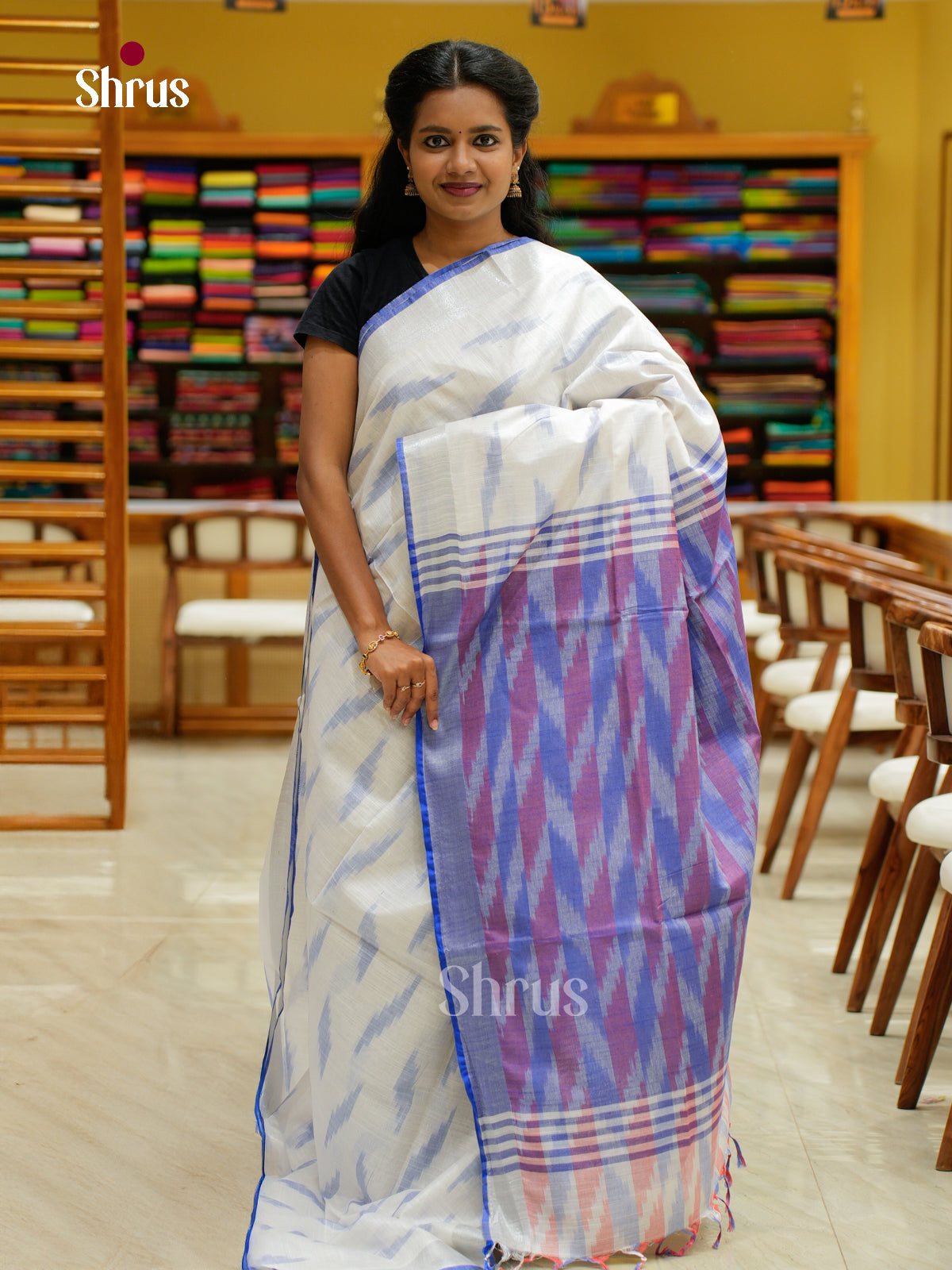 Semi Ikkat Saree - EFS03112 - Shop on Shrus.com