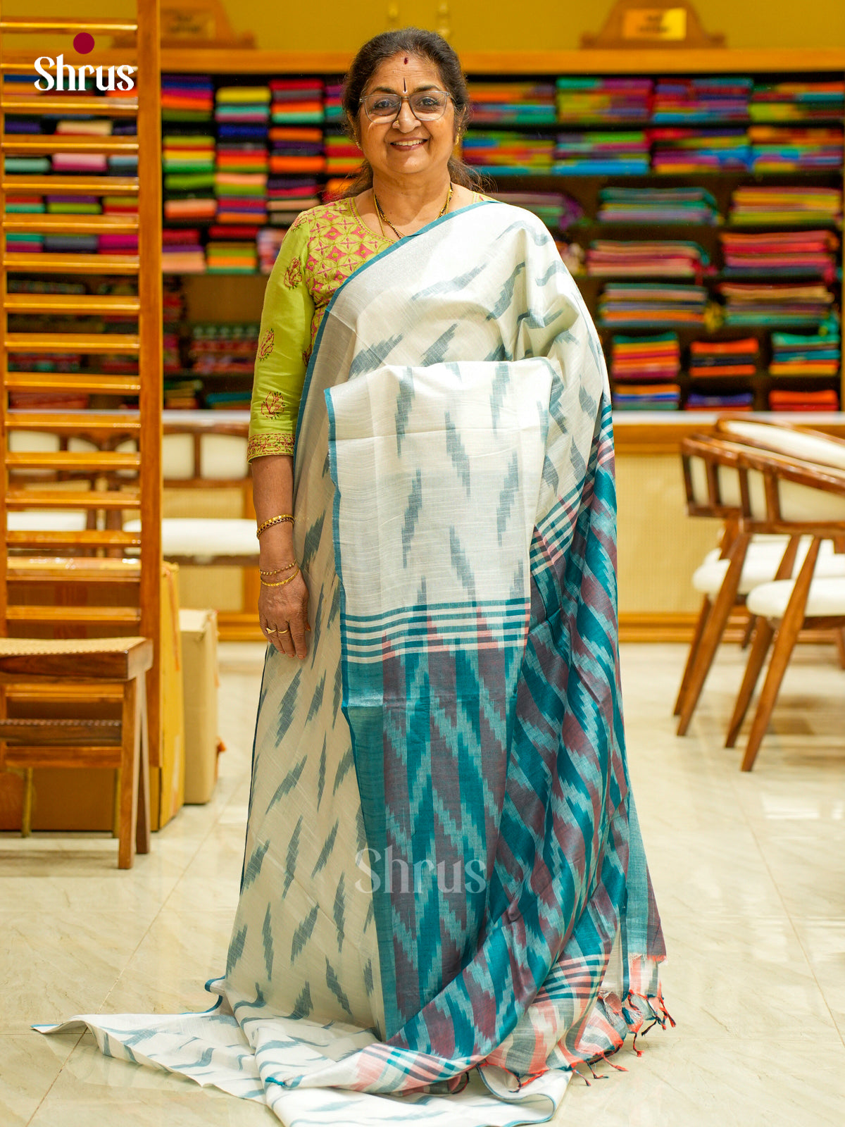 Semi Ikkat Saree - EFS03113 - Shop on Shrus.com