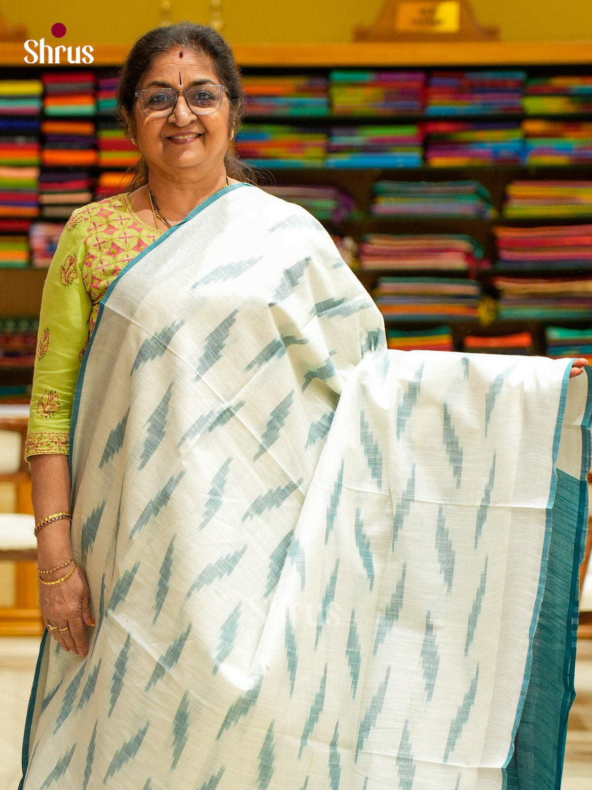 Semi Ikkat Saree - EFS03113 - Shop on Shrus.com