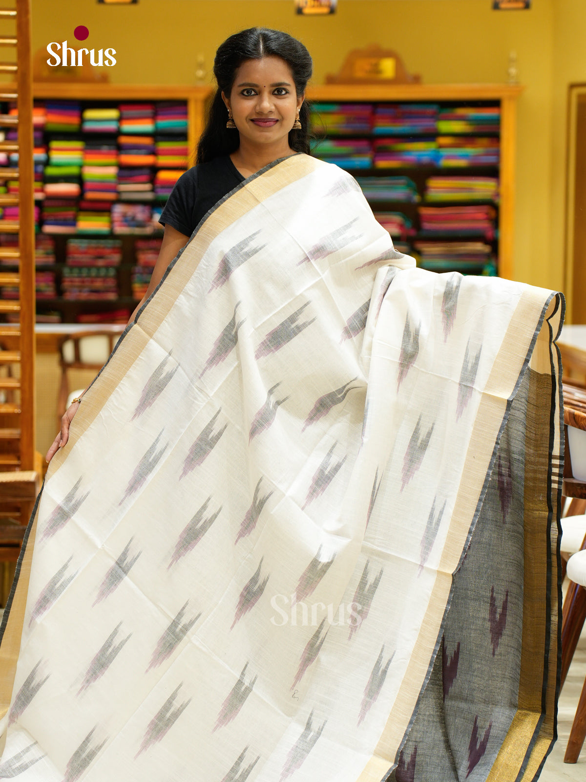 Semi Ikkat Saree - EFS03115 - Shop on Shrus.com
