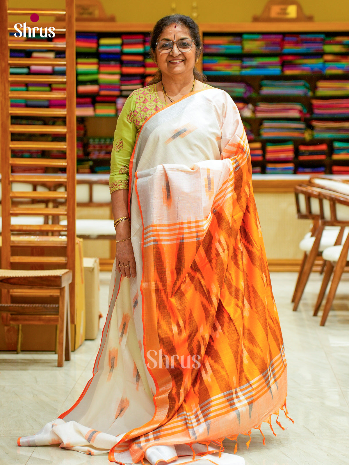 Semi Ikkat Saree - EFS03117 - Shop on Shrus.com