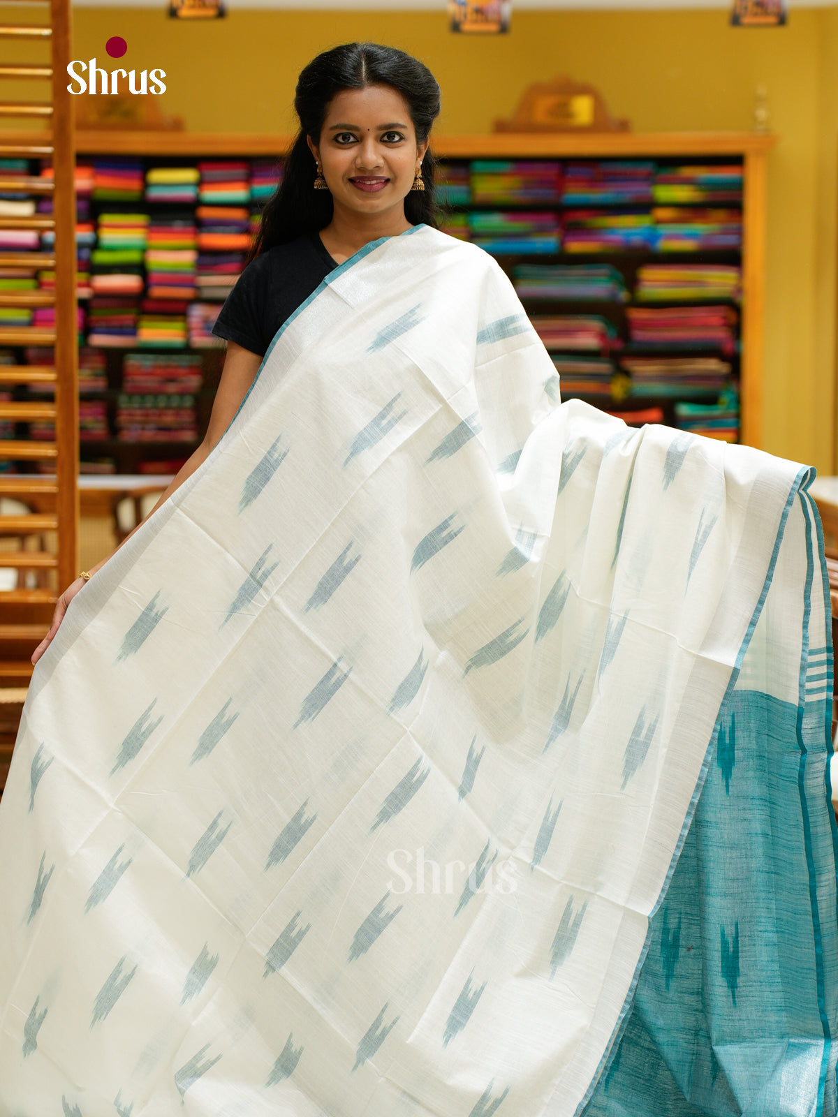 Semi Ikkat Saree - EFS03122 - Shop on Shrus.com