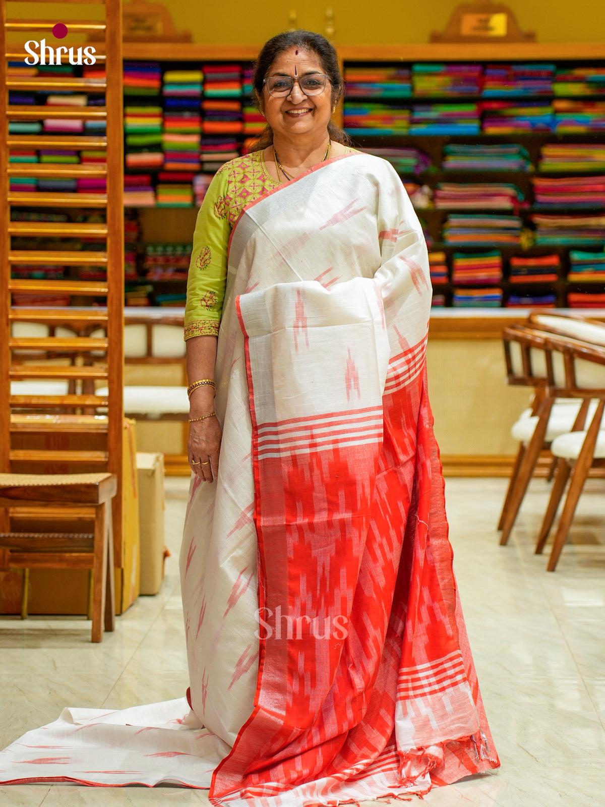 Semi Ikkat Saree - EFS03123 - Shop on Shrus.com