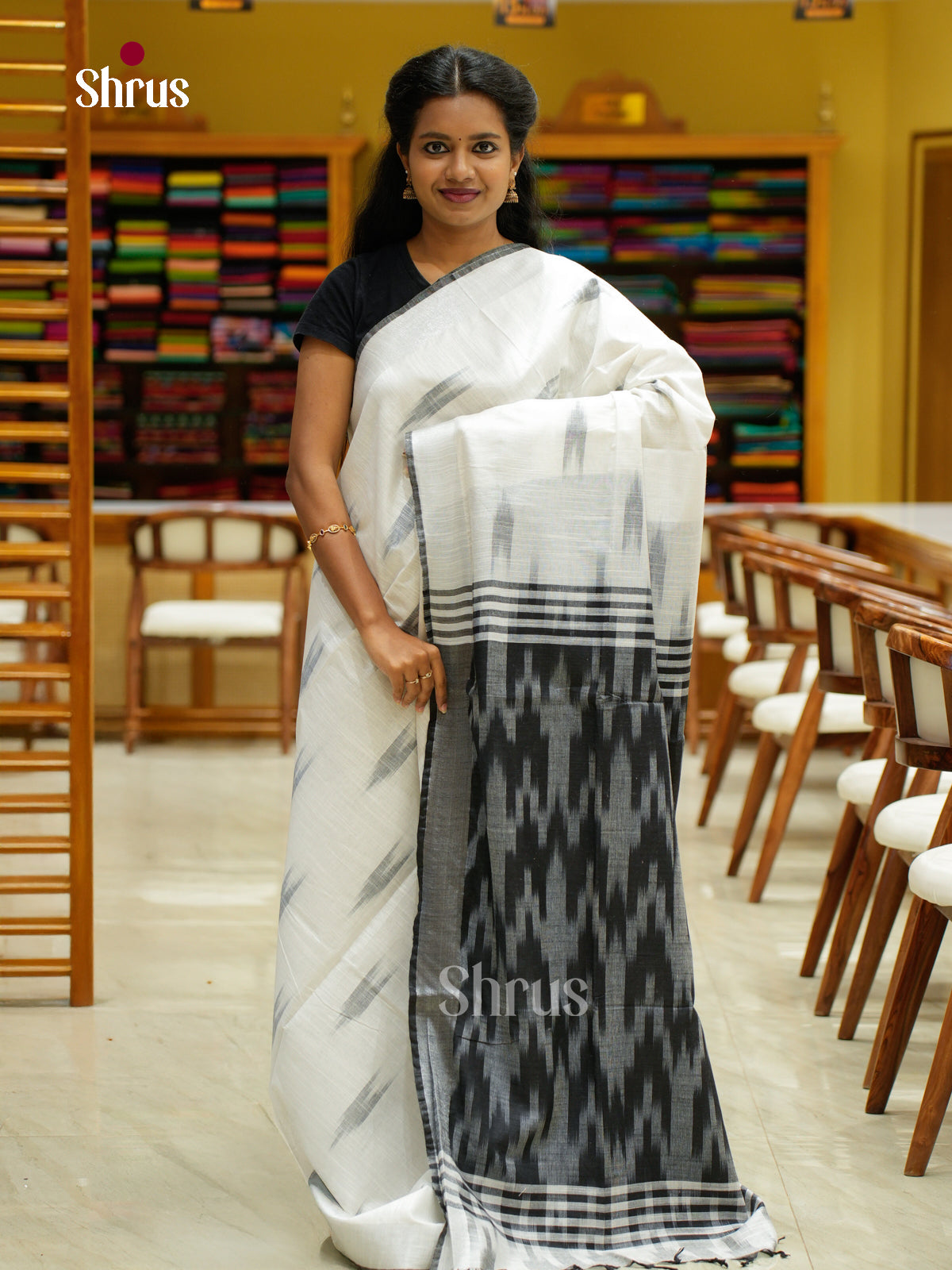 Semi Ikkat Saree - EFS03124 - Shop on Shrus.com