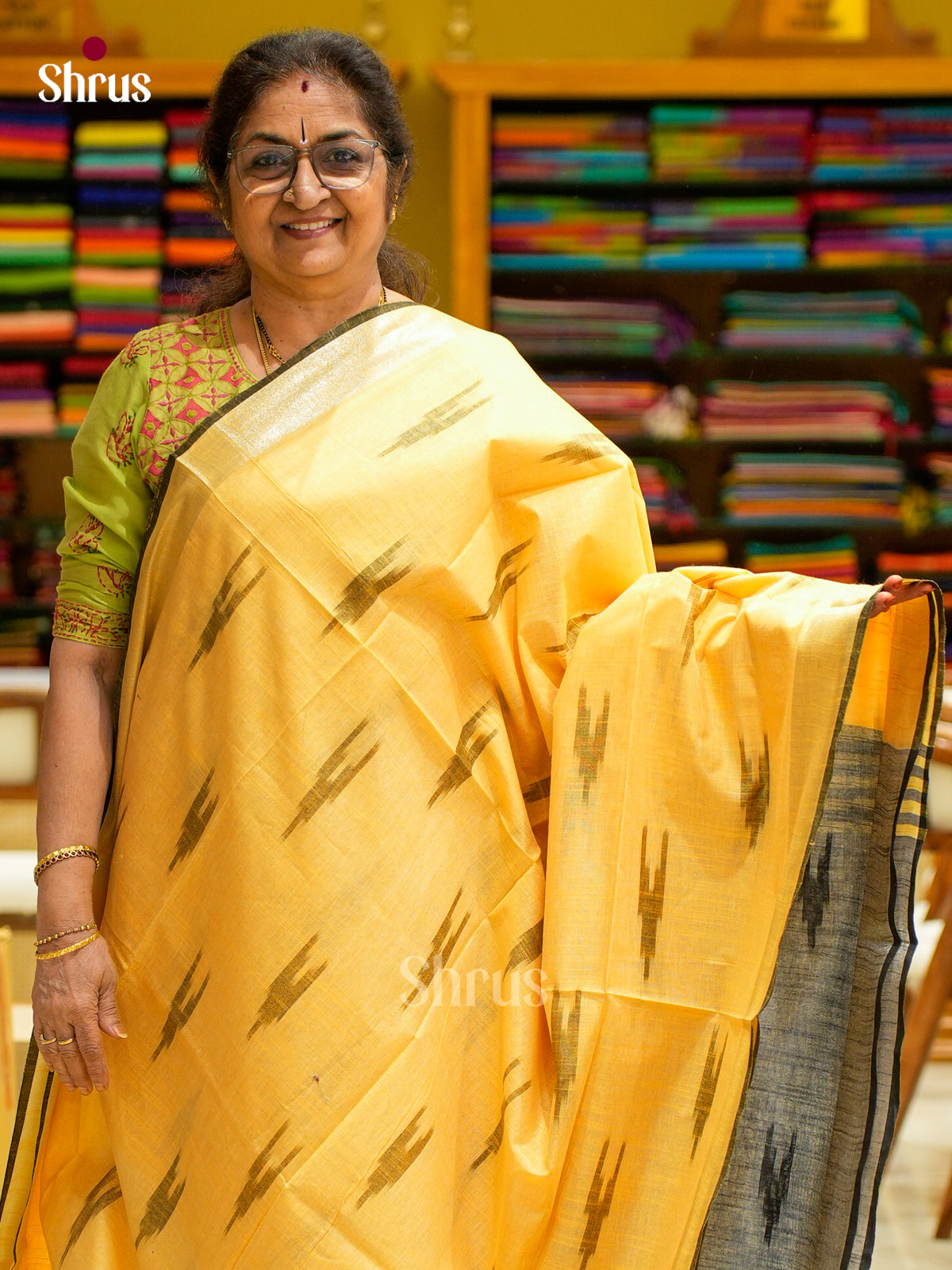 Semi Ikkat Saree - EFS03127 - Shop on Shrus.com