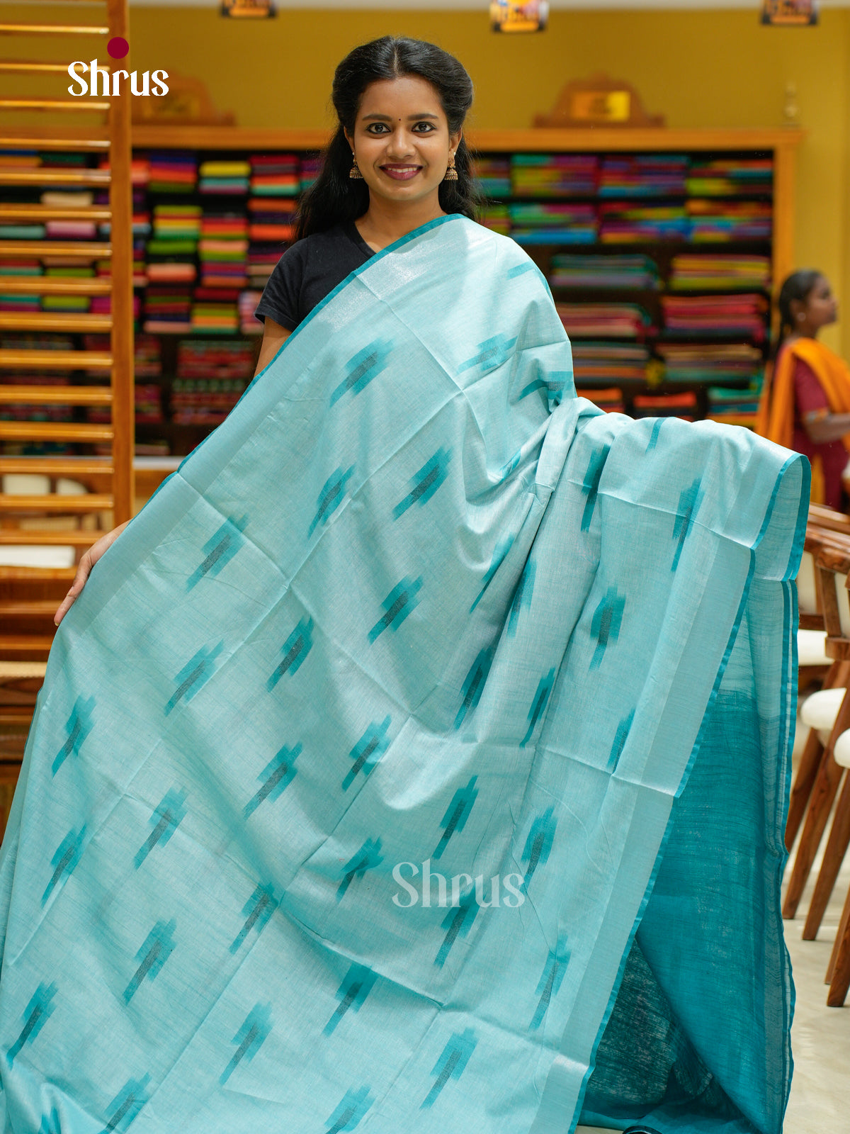 Semi Ikkat Saree - EFS03129 - Shop on Shrus.com