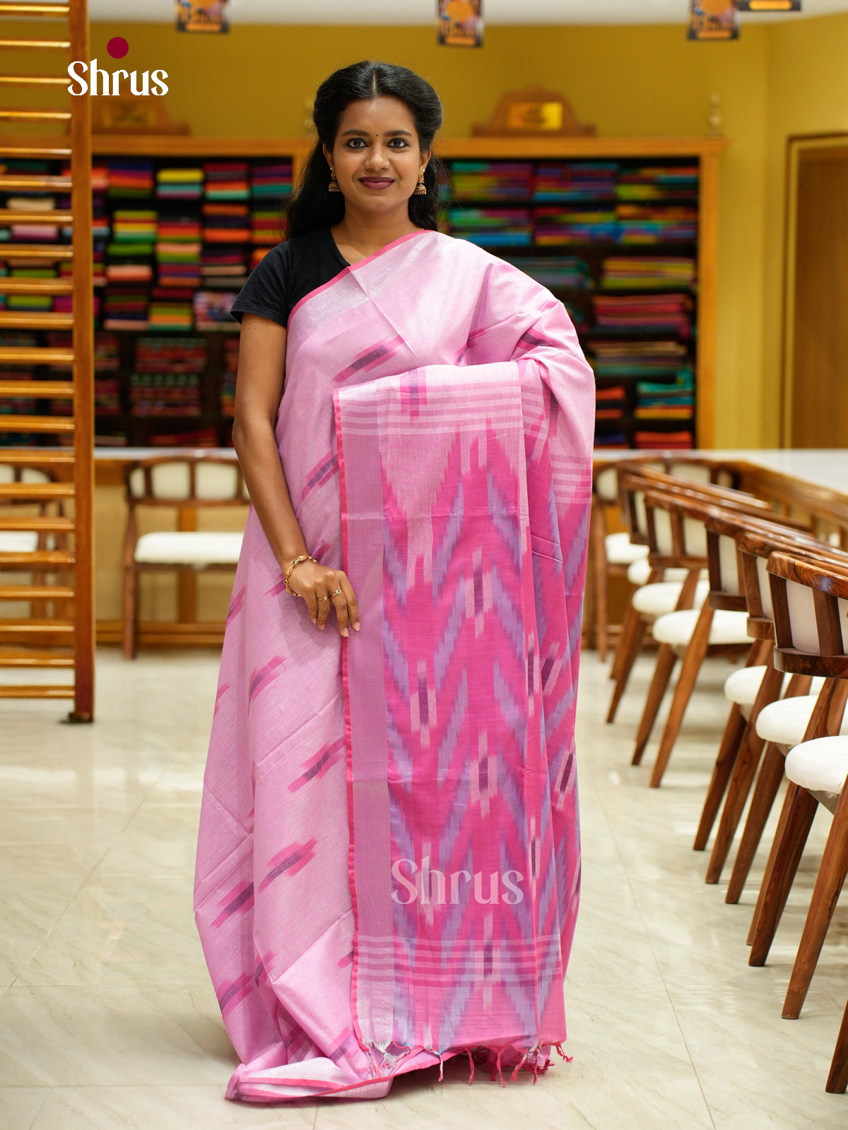 Semi Ikkat Saree - EFS03131 - Shop on Shrus.com