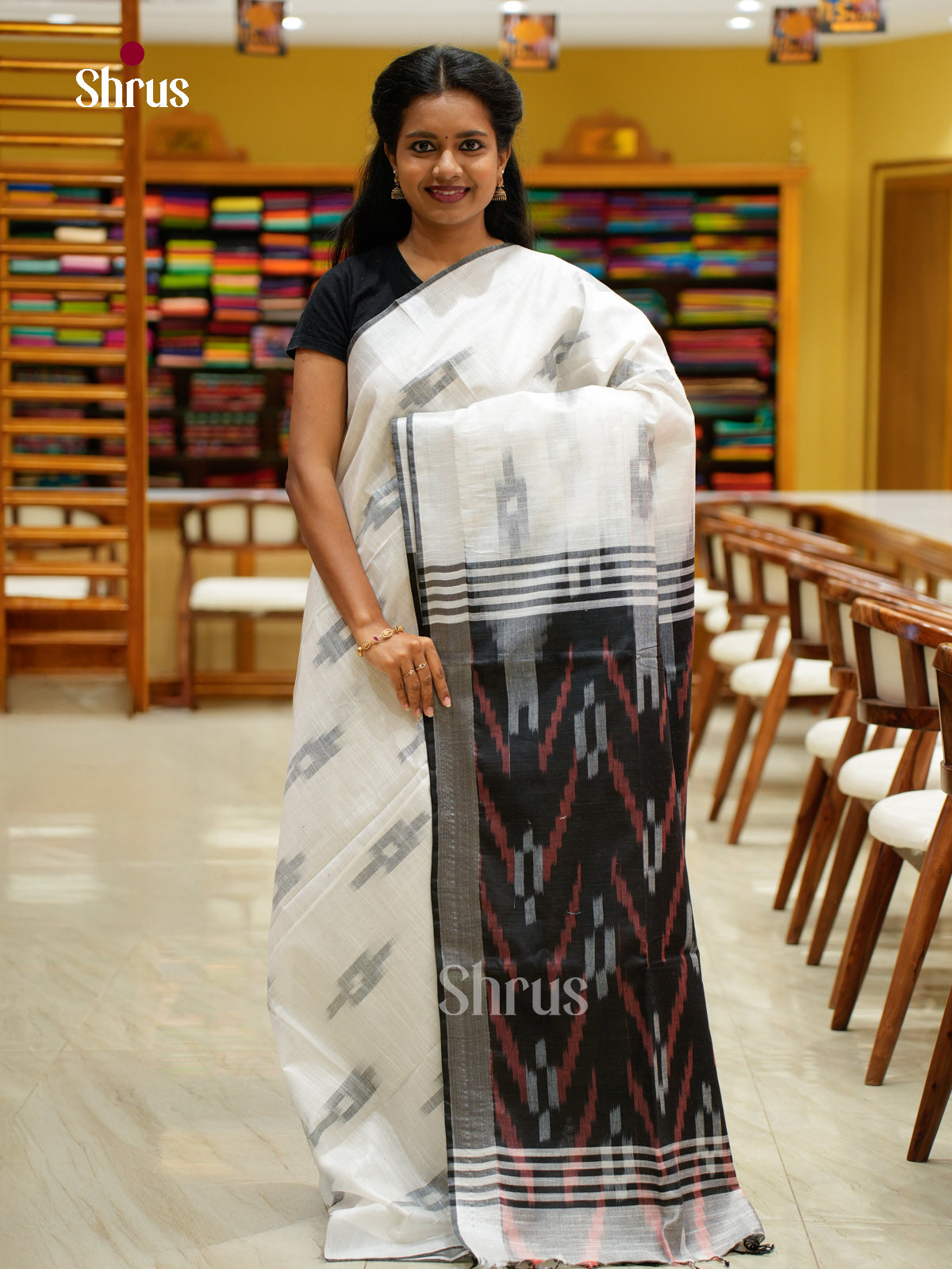 Semi Ikkat Saree - EFS03133 - Shop on Shrus.com