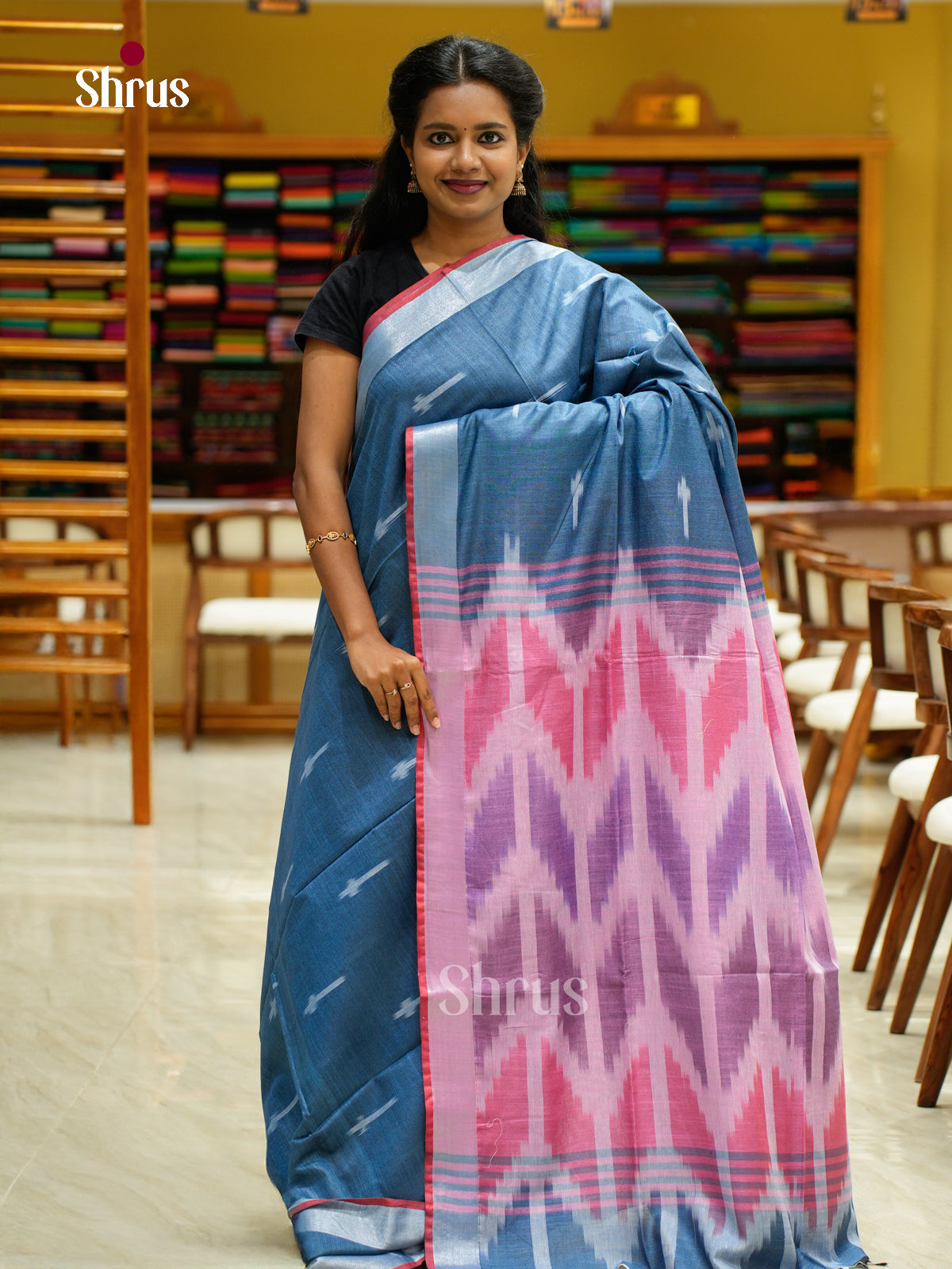 Semi Ikkat Saree - EFS03138 - Shop on Shrus.com