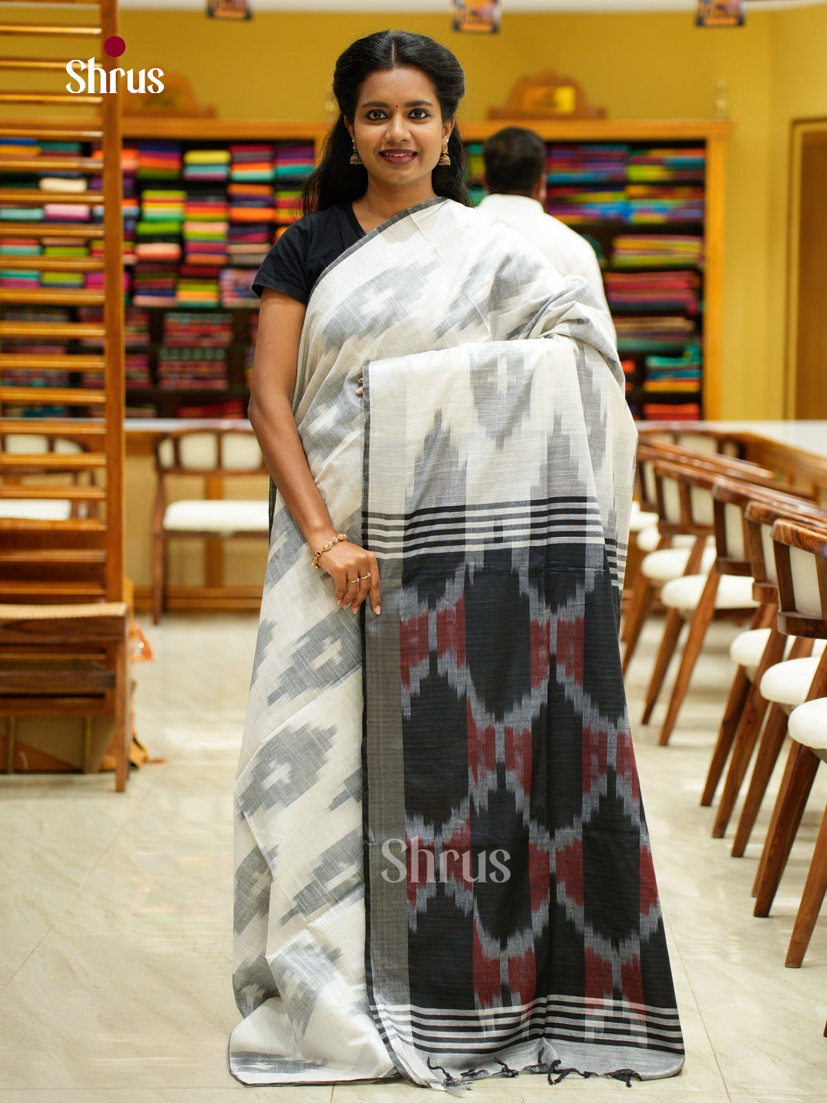 Semi Ikkat Saree - EFS03140 - Shop on Shrus.com