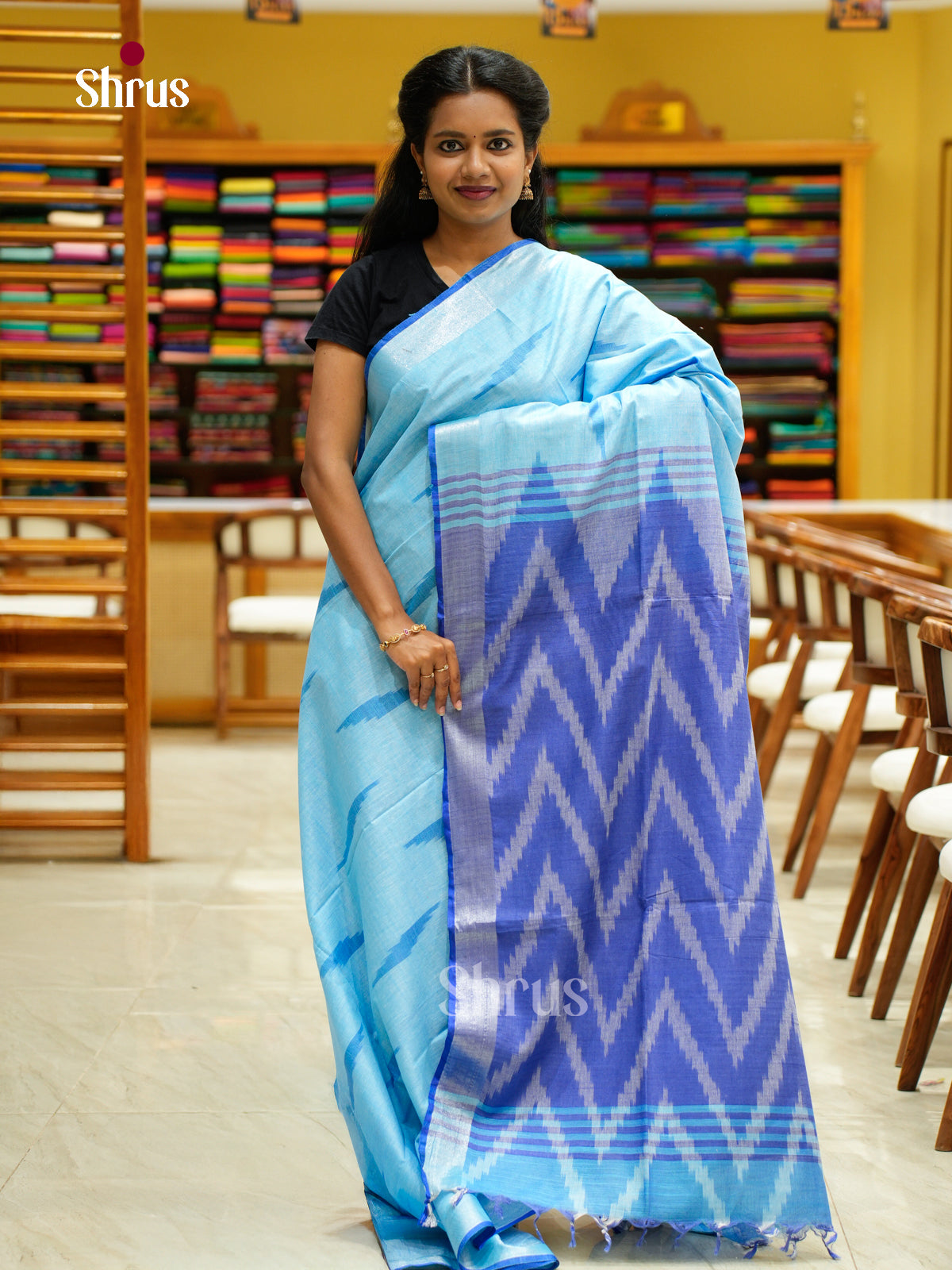 Semi Ikkat Saree - EFS03142 - Shop on Shrus.com