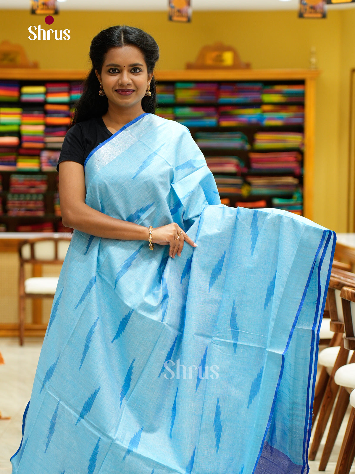 Semi Ikkat Saree - EFS03142 - Shop on Shrus.com