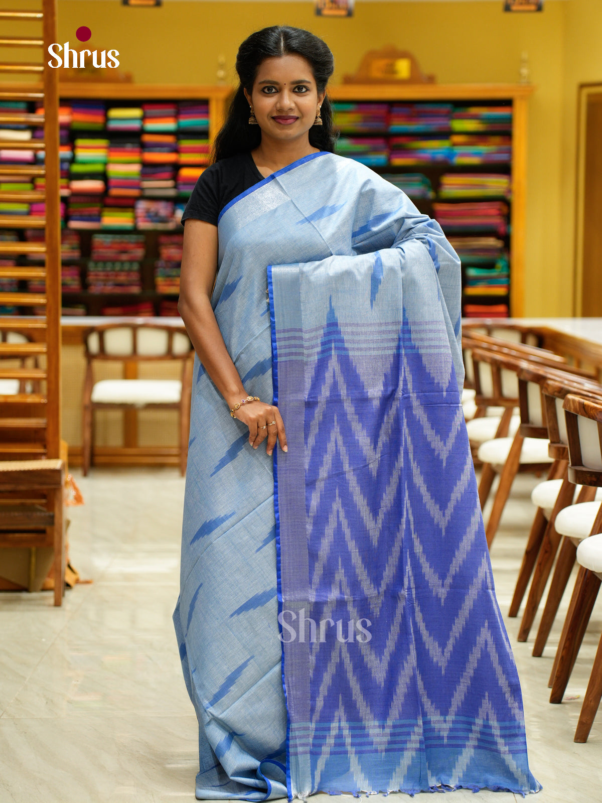 Semi Ikkat Saree - EFS03145 - Shop on Shrus.com