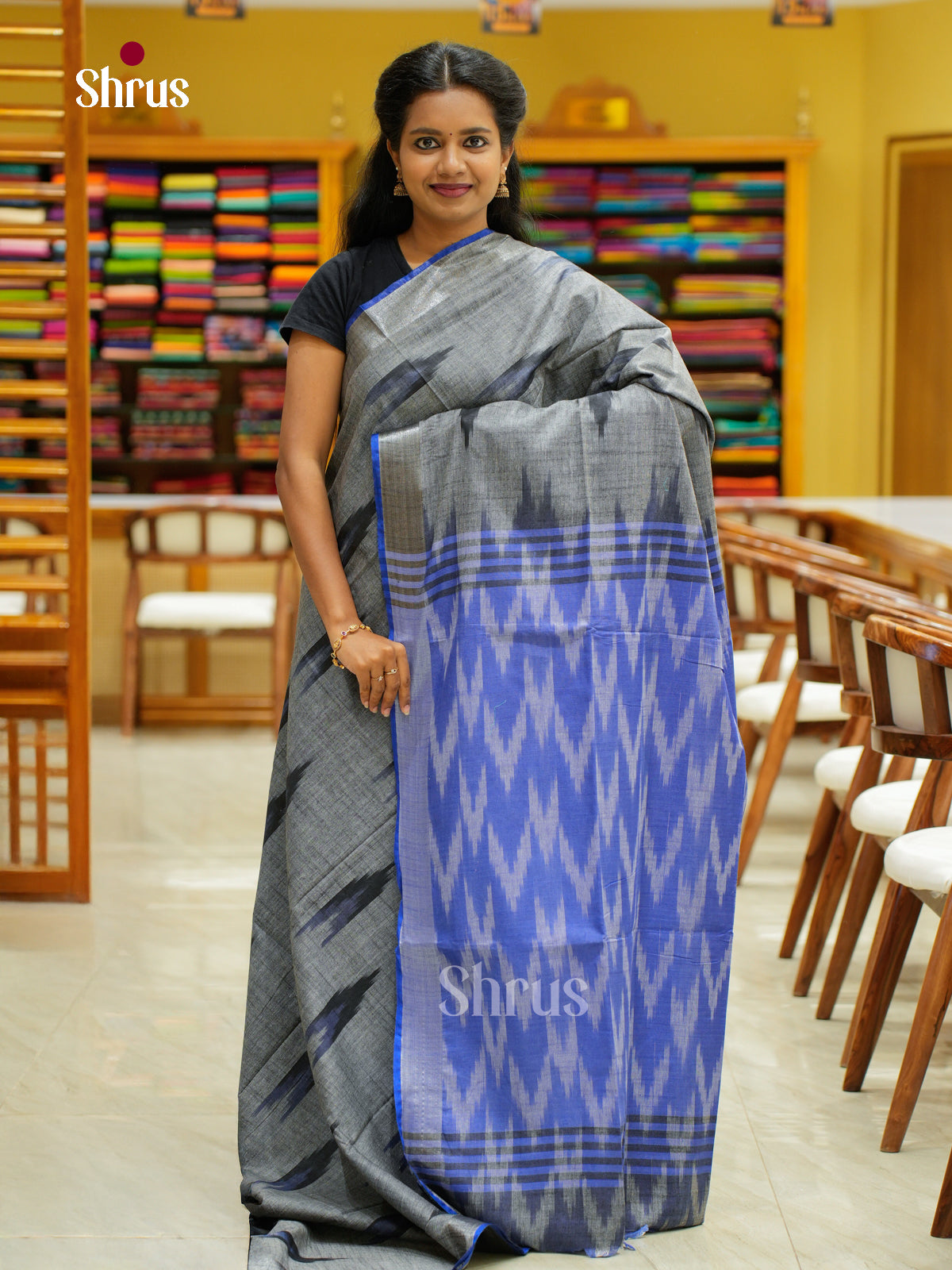 Semi Ikkat Saree - EFS03146 - Shop on Shrus.com