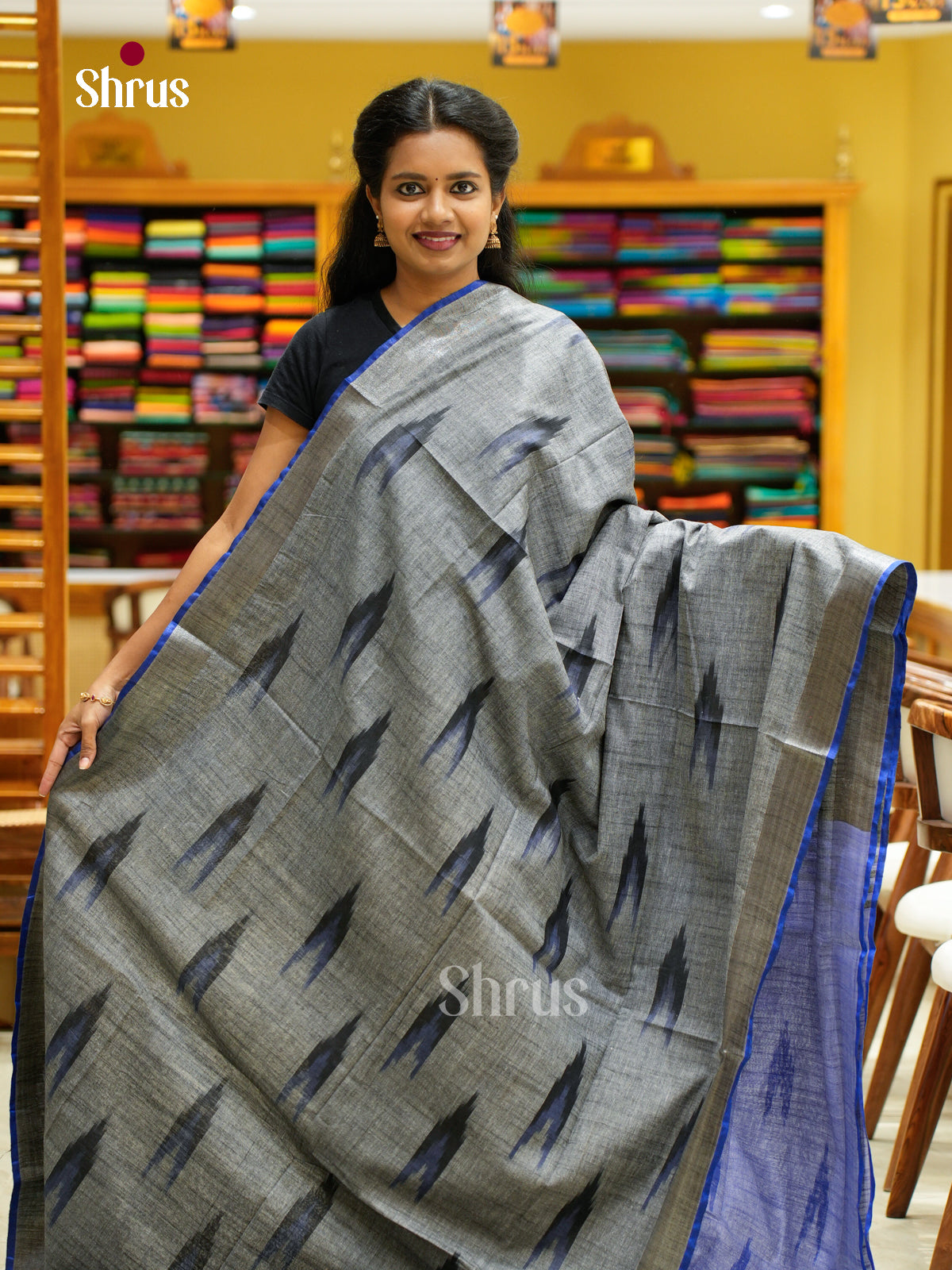 Semi Ikkat Saree - EFS03146 - Shop on Shrus.com