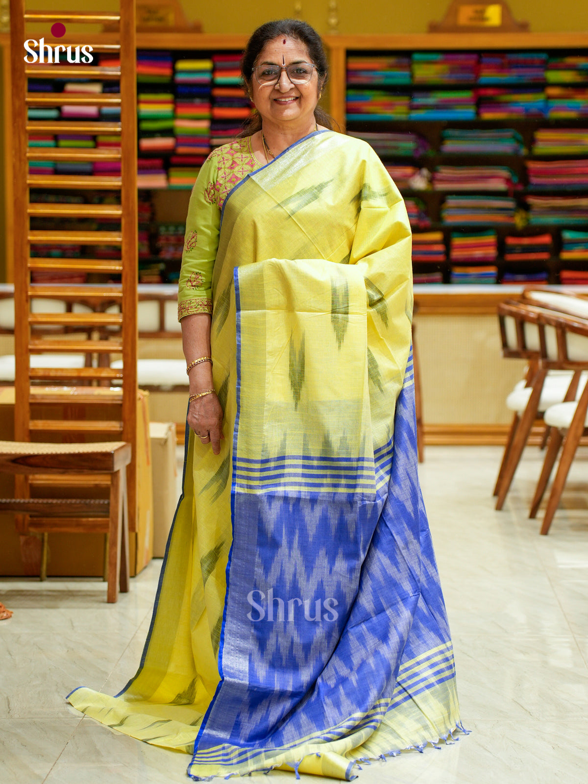 Semi Ikkat Saree - EFS03147 - Shop on Shrus.com
