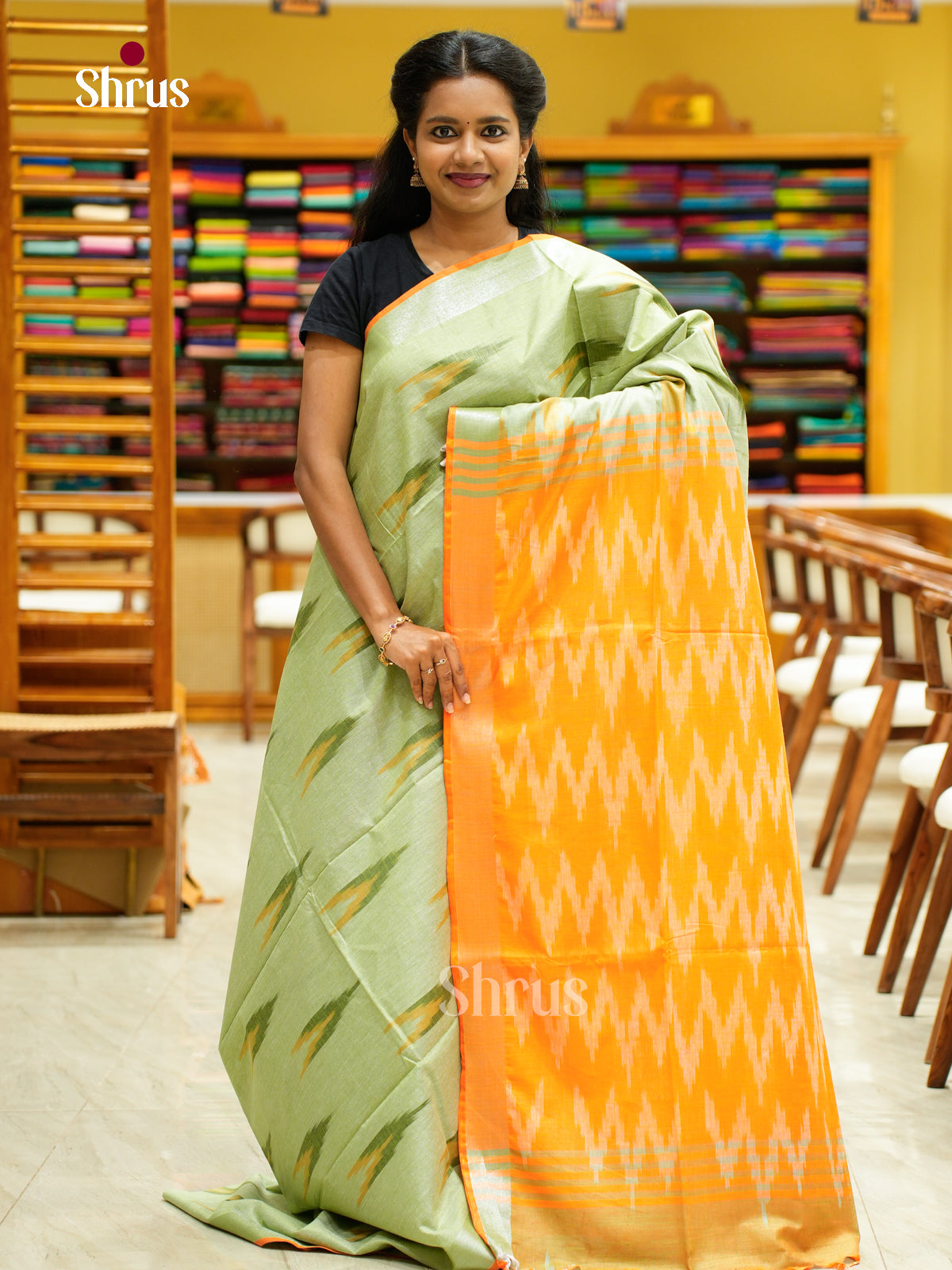 Semi Ikkat Saree - EFS03152 - Shop on Shrus.com
