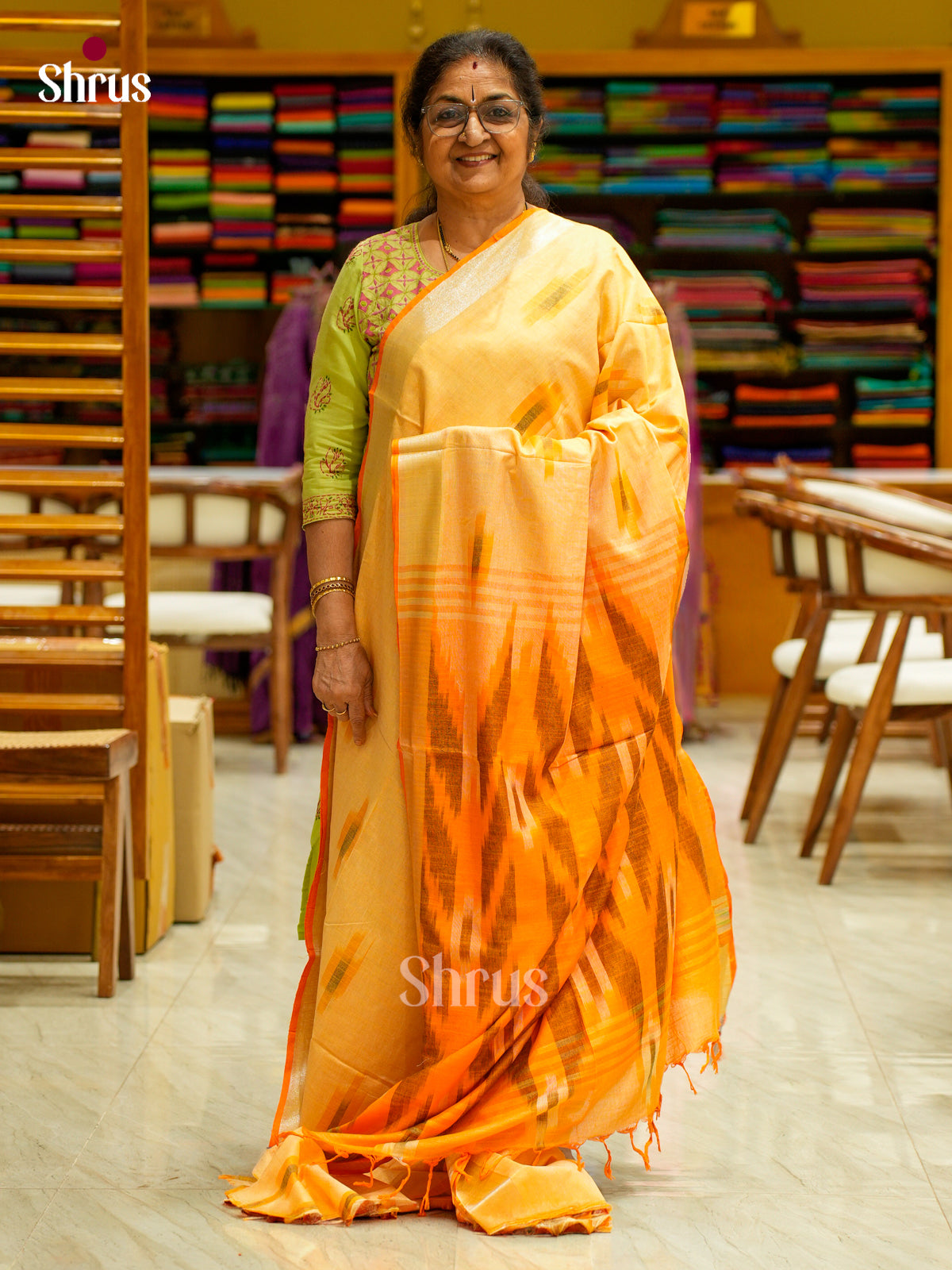 Semi Ikkat Saree - EFS03154 - Shop on Shrus.com