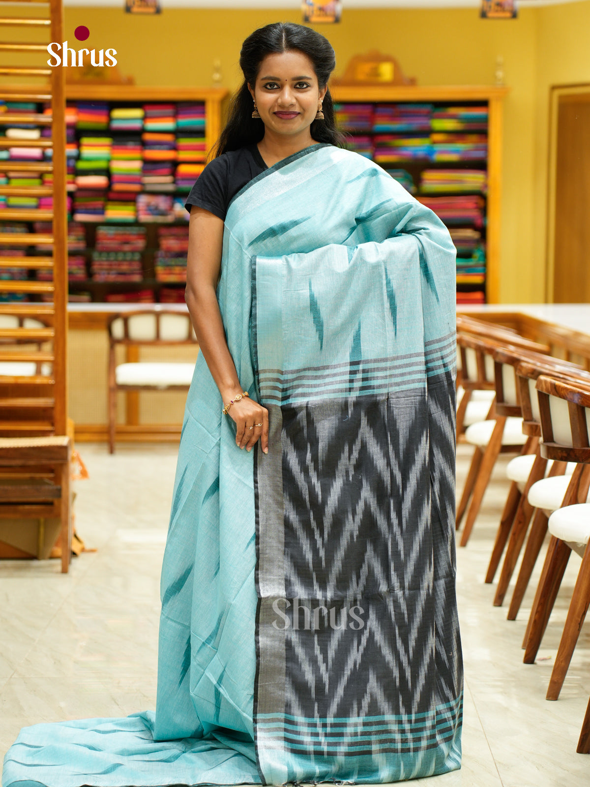 Semi Ikkat Saree - EFS03160 - Shop on Shrus.com