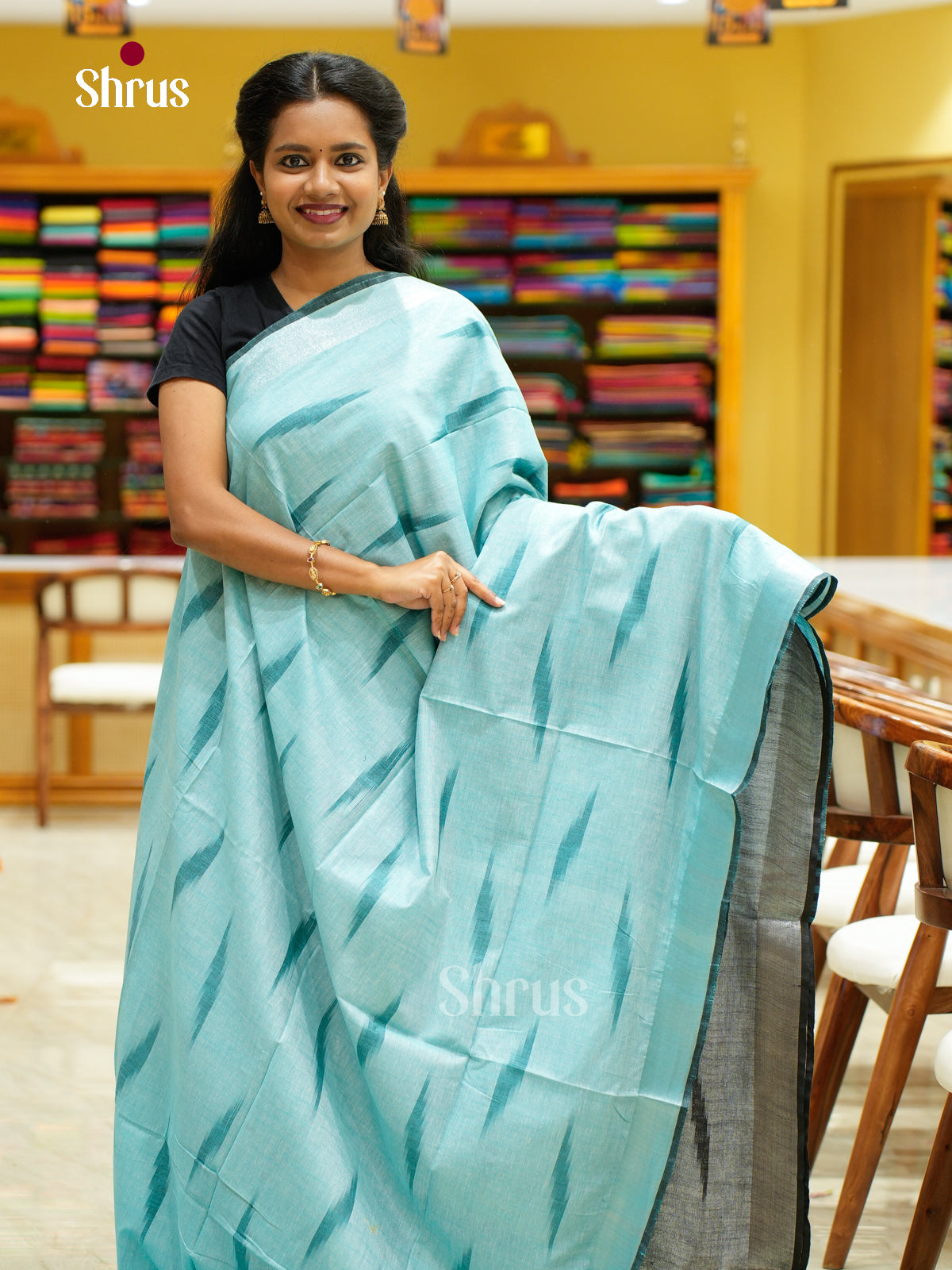 Semi Ikkat Saree - EFS03160 - Shop on Shrus.com