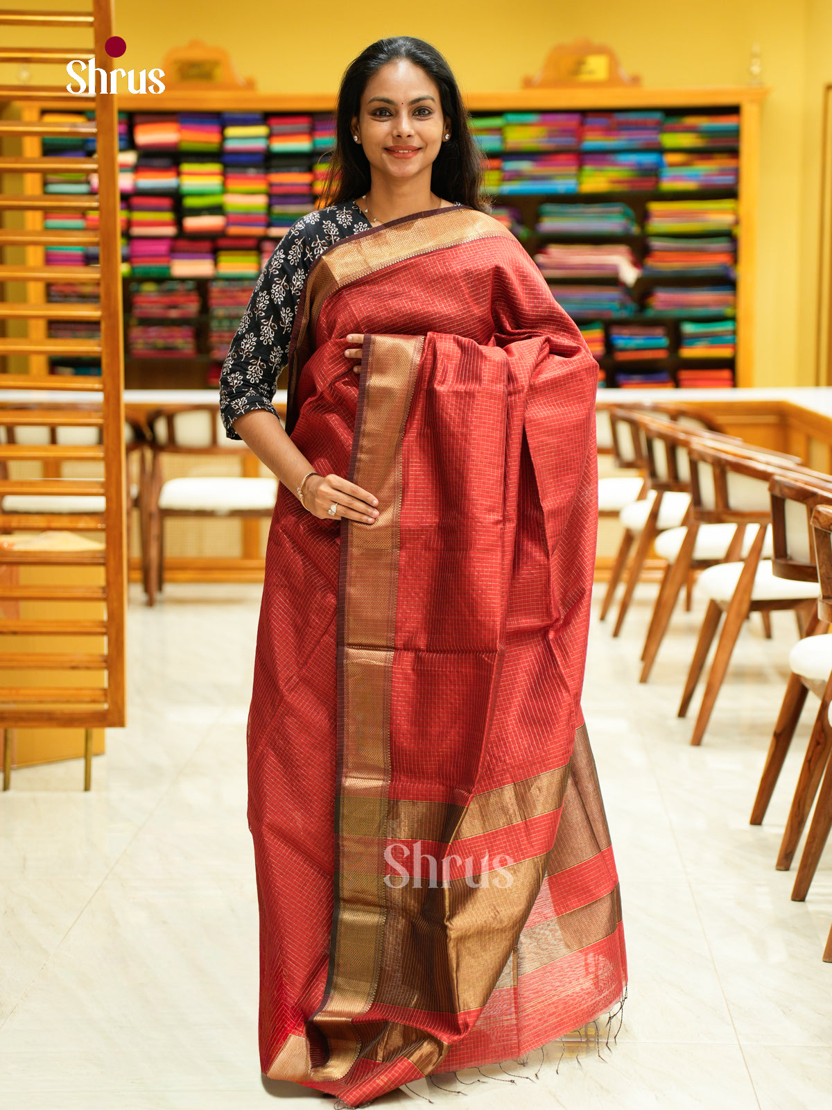 Maheshwari silkcotton Saree - EFS05064 - Shop on Shrus.com