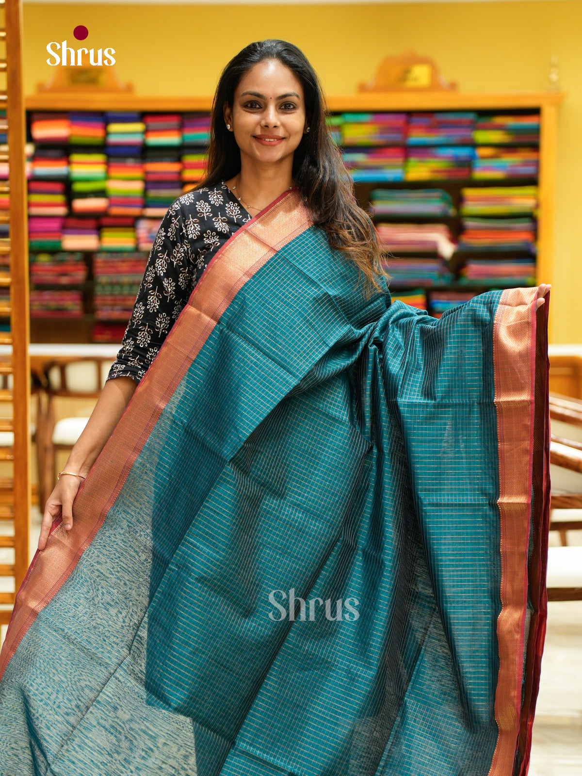 Maheshwari silkcotton Saree - EFS05073 - Shop on Shrus.com