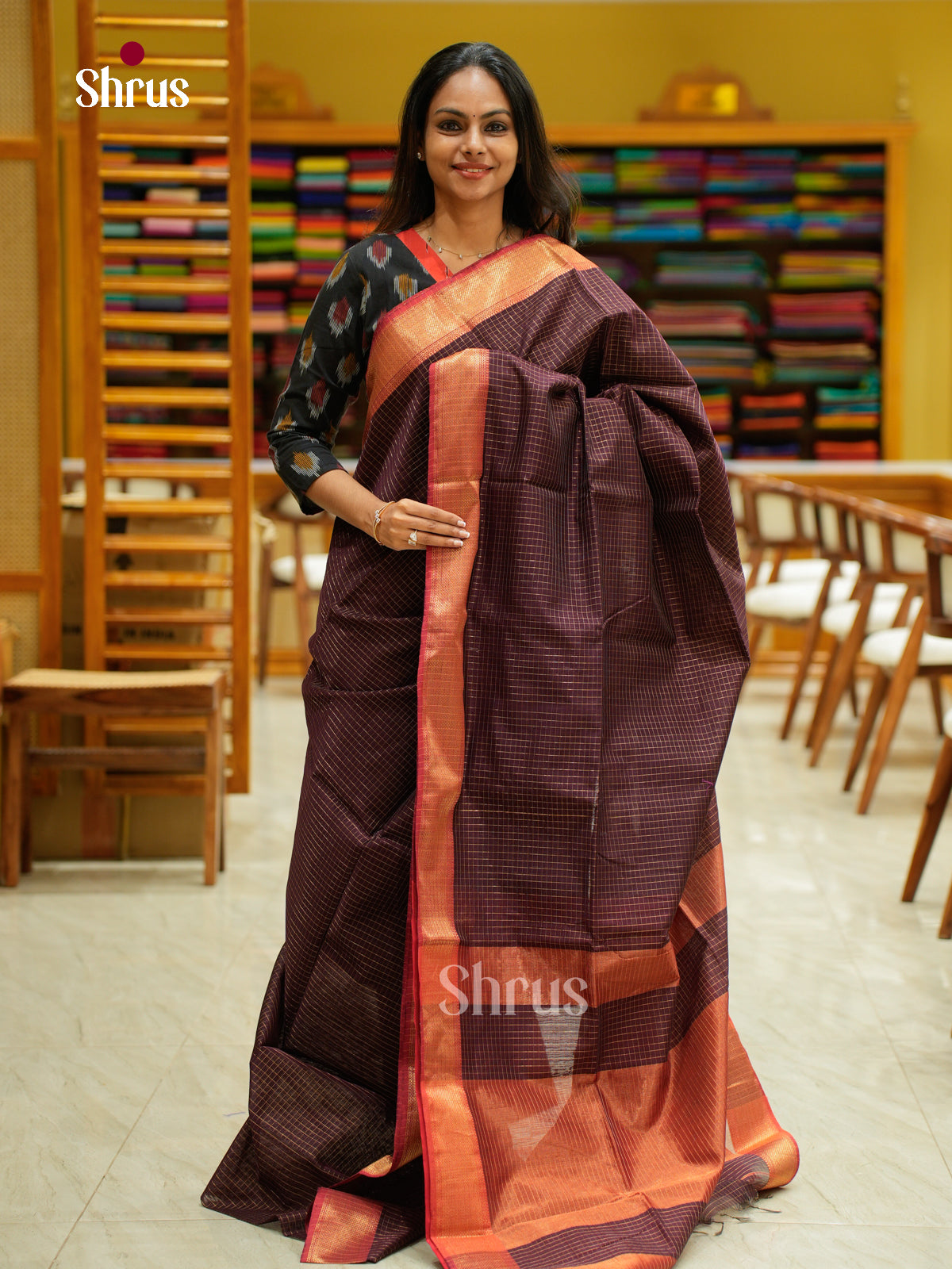 Maheshwari silkcotton Saree - EFS05076 - Shop on Shrus.com