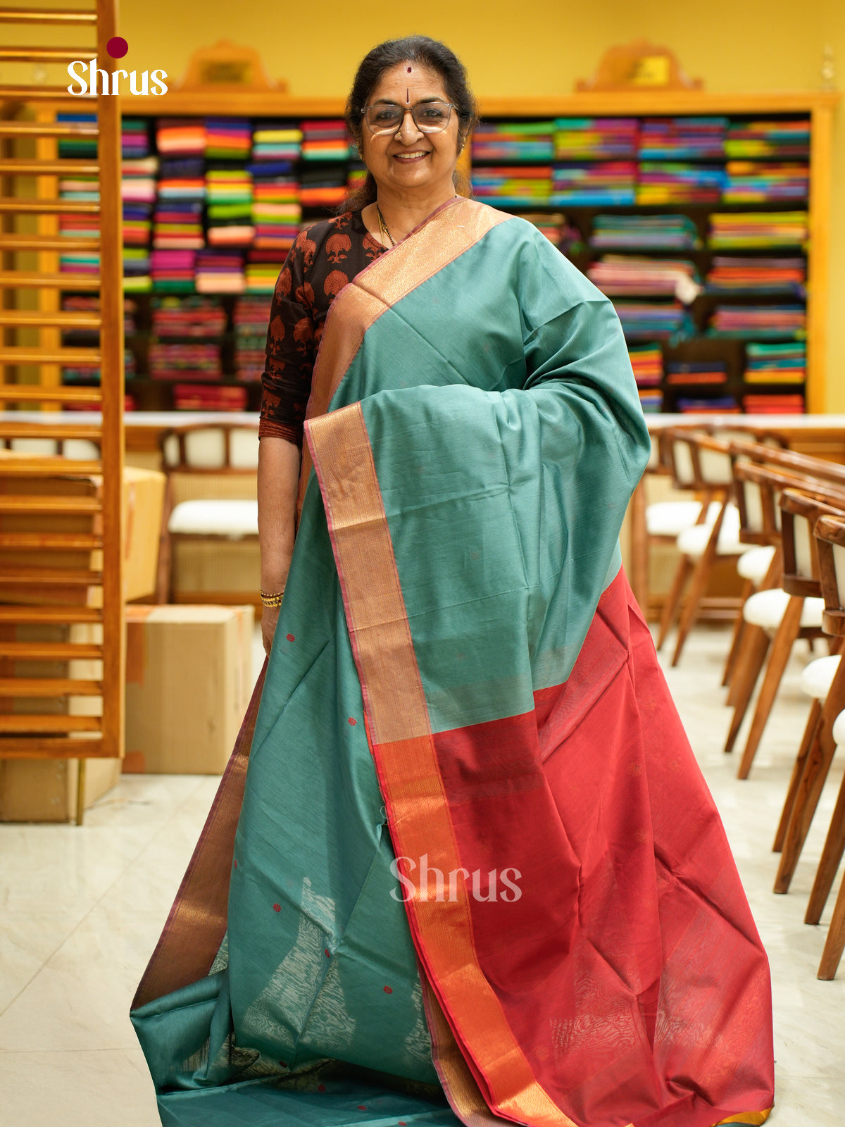 Maheshwari silkcotton Saree - EFS05116 - Shop on Shrus.com