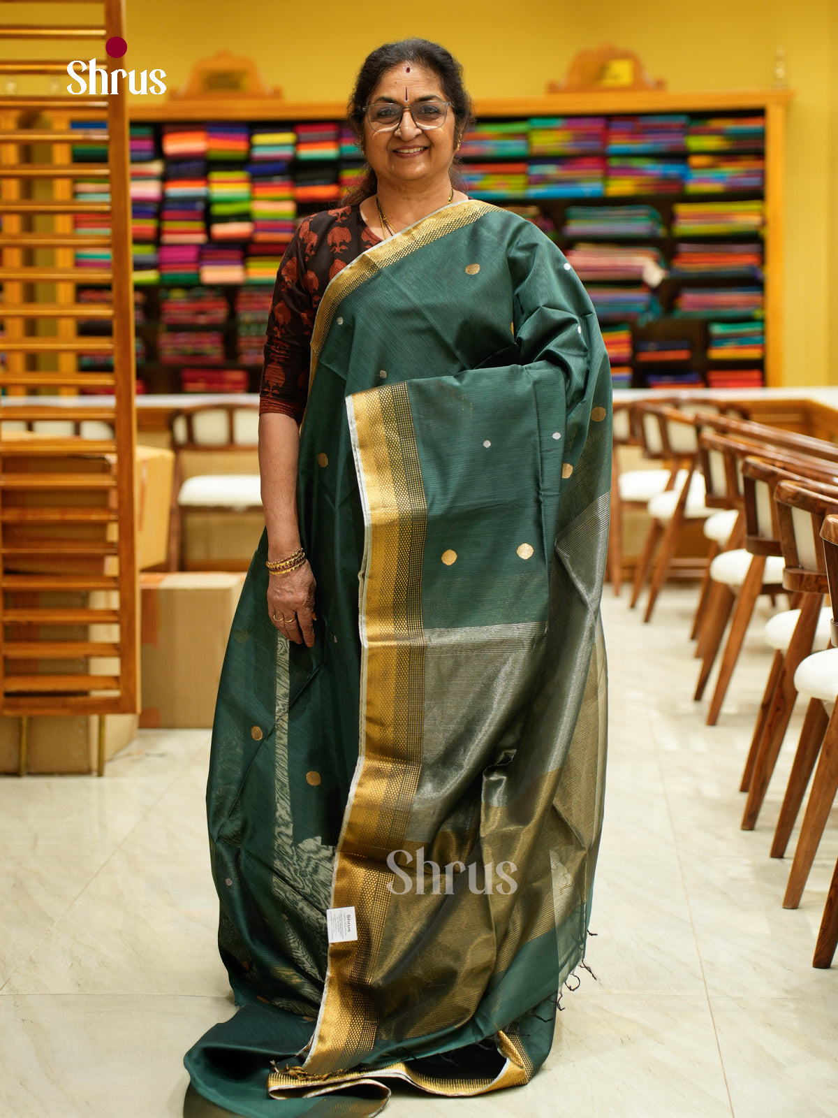 Maheshwari silkcotton Saree - EFS05182 - Shop on Shrus.com