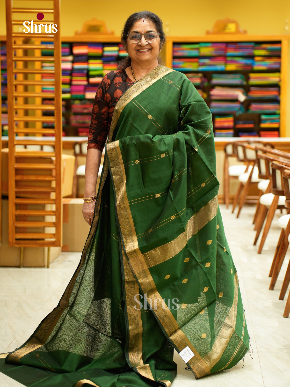 Maheshwari silkcotton Saree - EFS05186 - Shop on Shrus.com