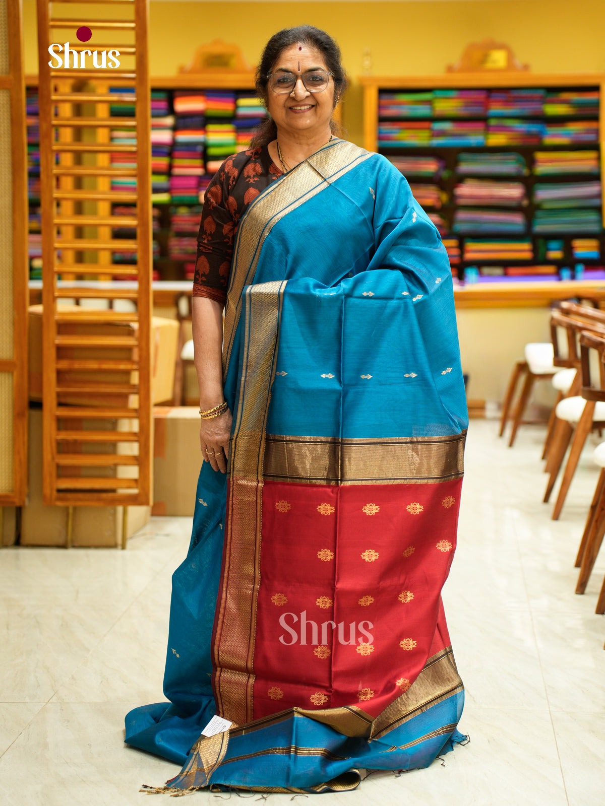 Maheshwari silkcotton Saree - EFS05195 - Shop on Shrus.com