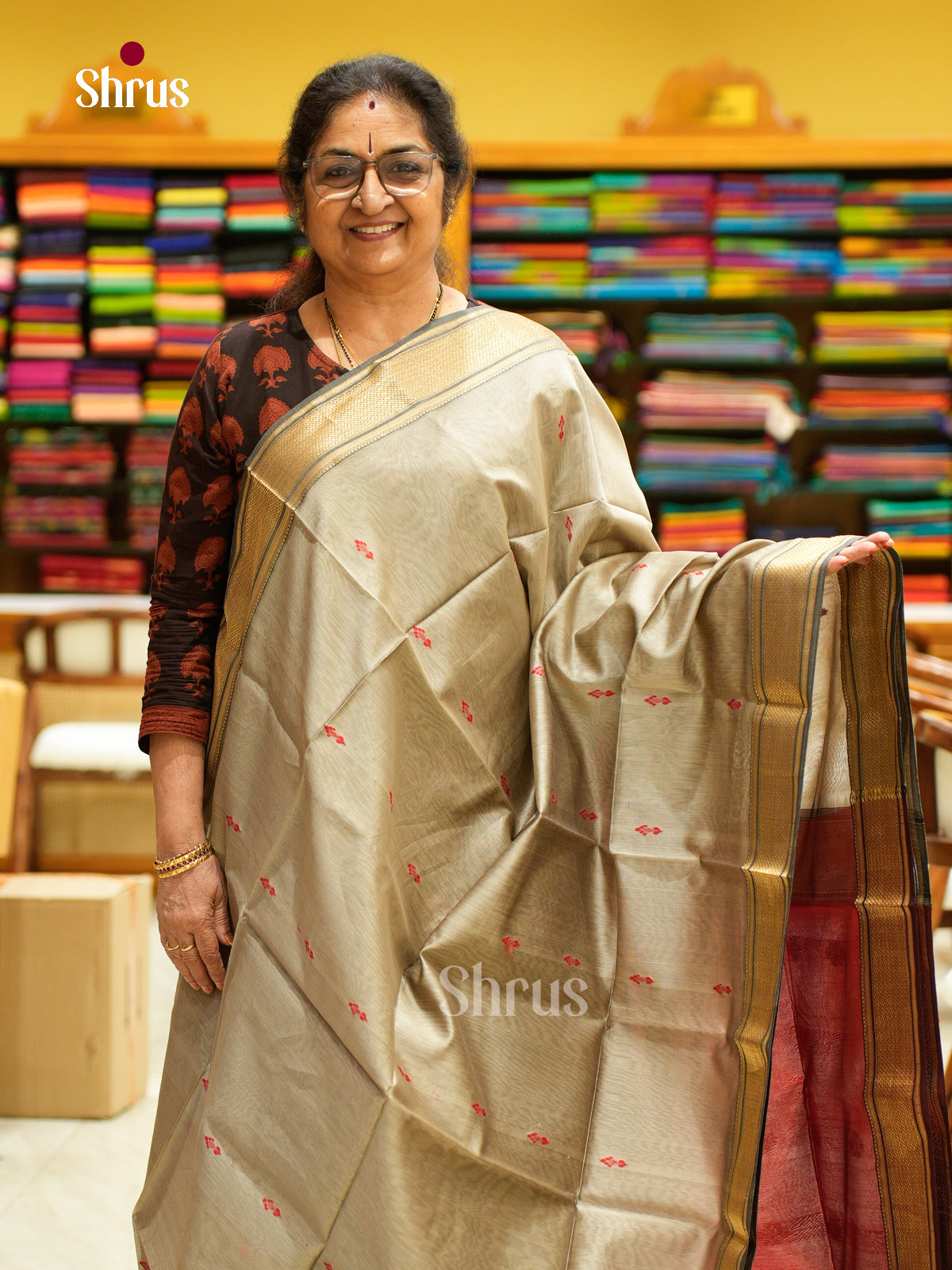 Maheshwari silkcotton Saree - EFS05201 - Shop on Shrus.com