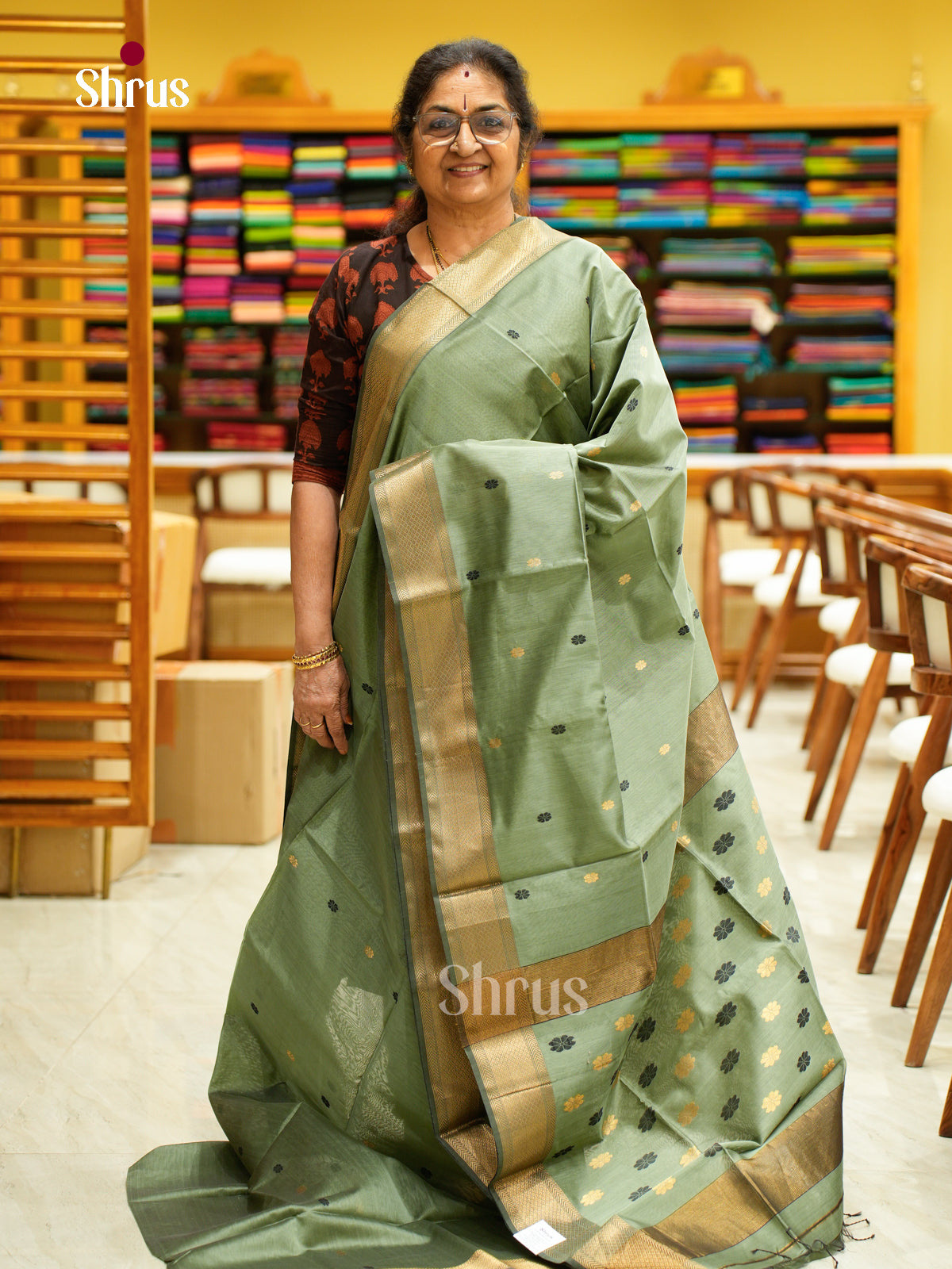 Maheshwari silkcotton Saree - EFS05215 - Shop on Shrus.com