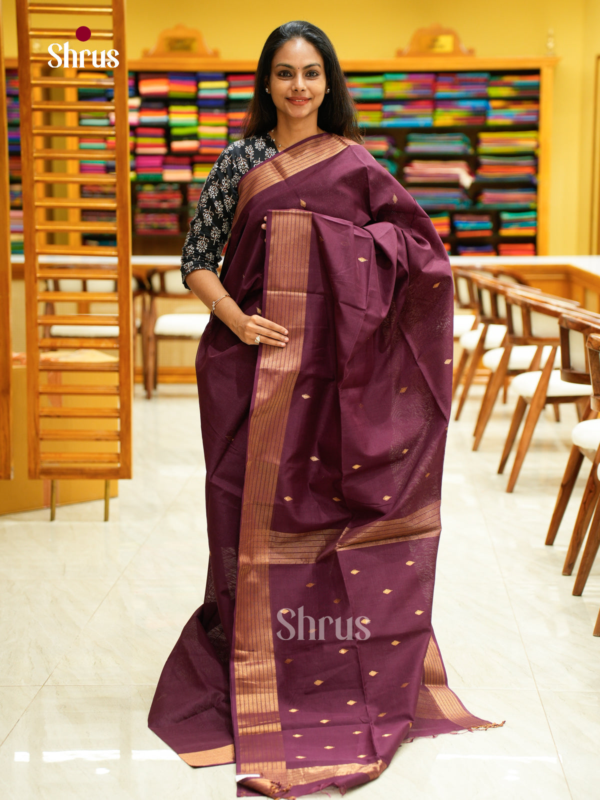 Maheshwari silkcotton Saree - EFS05231 - Shop on Shrus.com