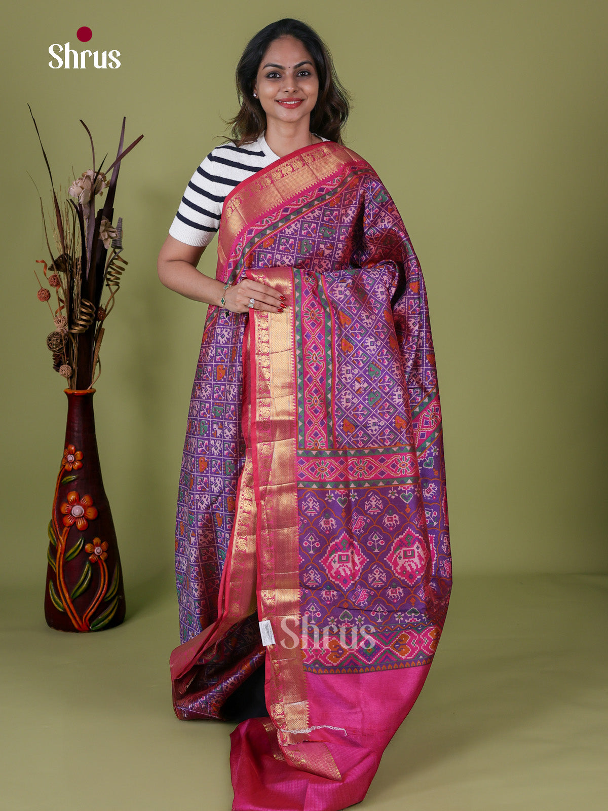 Purple & Pink - Semi Patola Saree