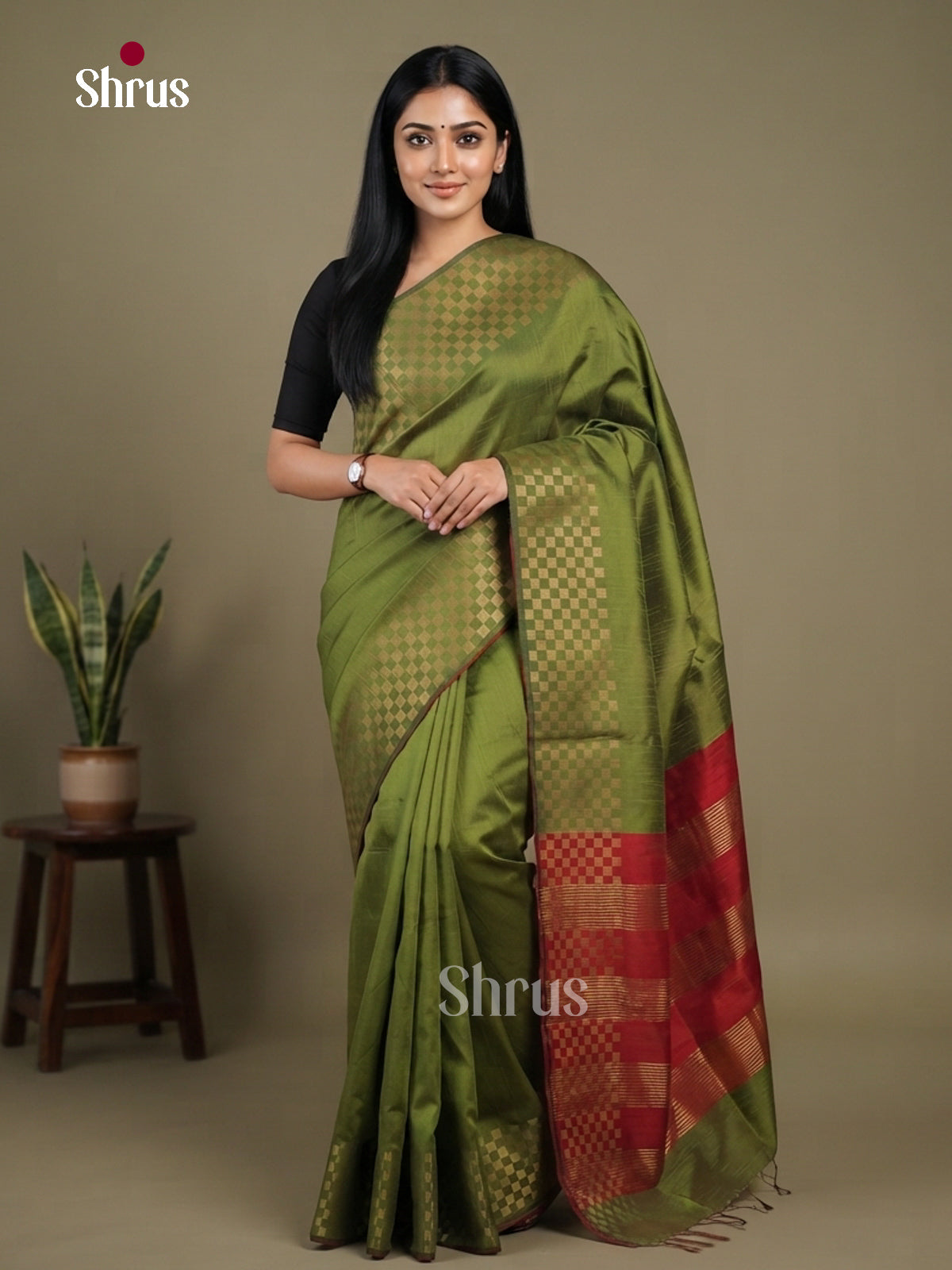 Semi Rawsilk Saree - EFS20206 - Shop on Shrus.com