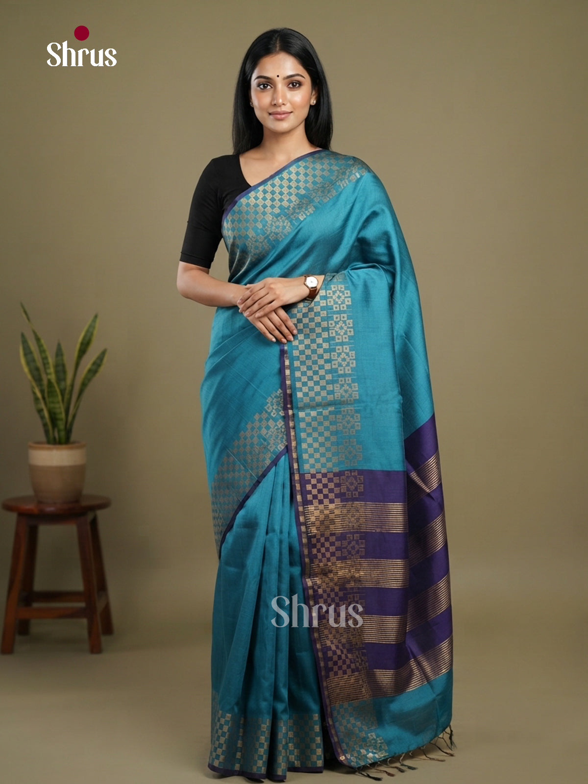 Semi Rawsilk Saree - EFS20212 - Shop on Shrus.com