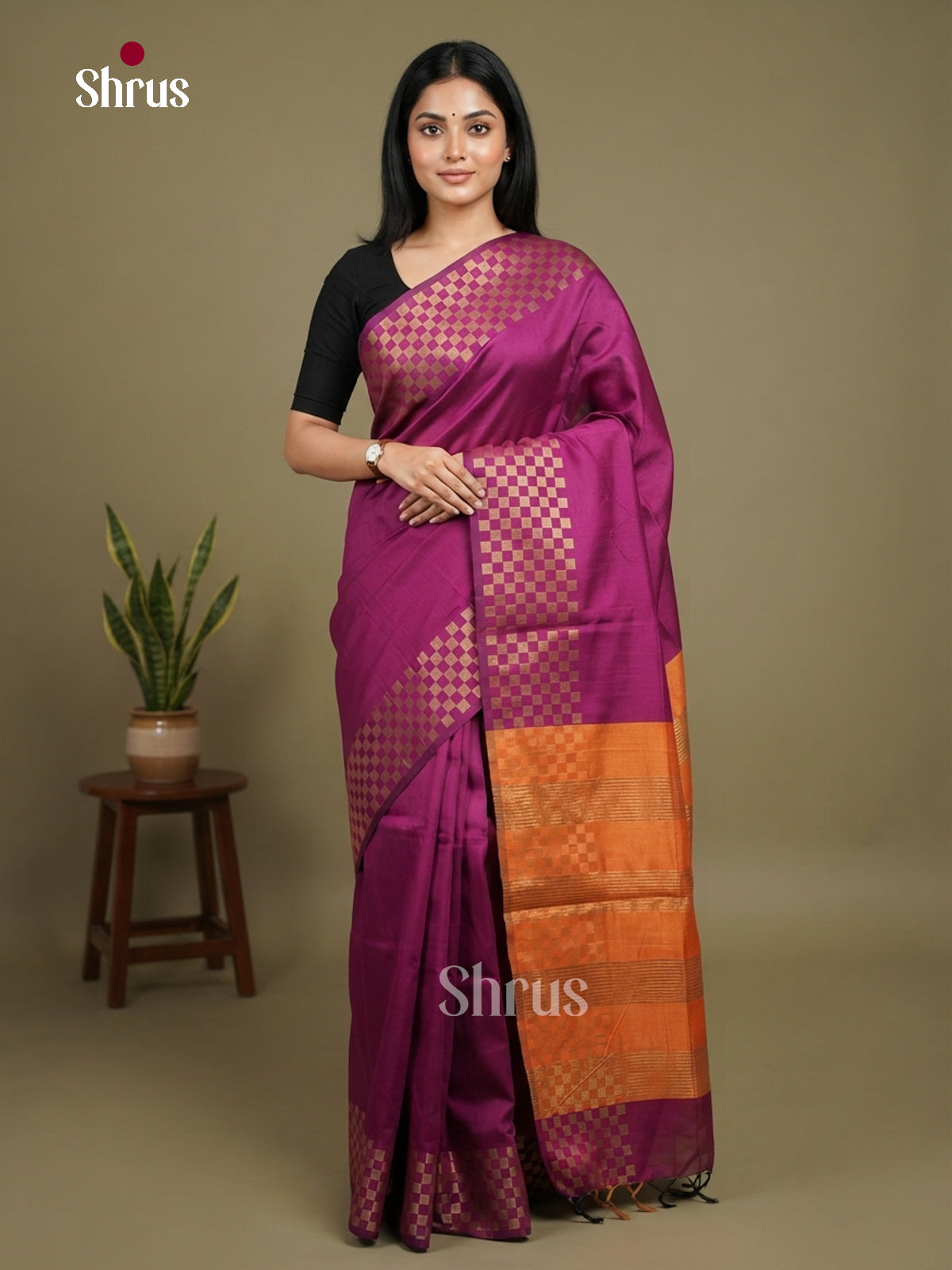 Semi Rawsilk Saree - EFS20216 - Shop on Shrus.com