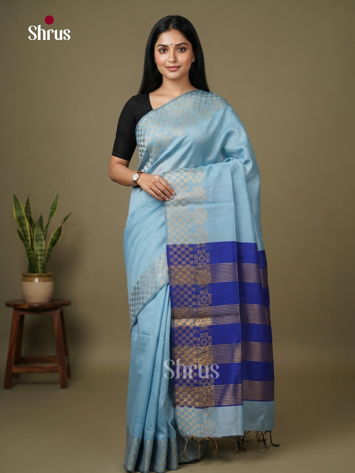 Semi Rawsilk Saree - EFS20217 - Shop on Shrus.com