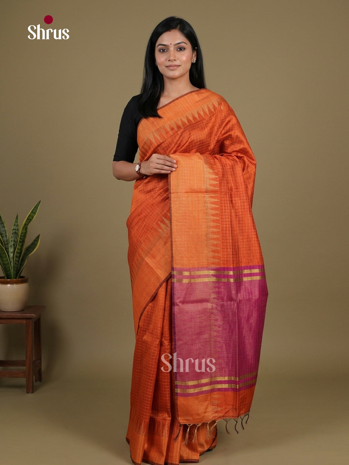 Semi Rawsilk Saree - EFS20278 - Shop on Shrus.com