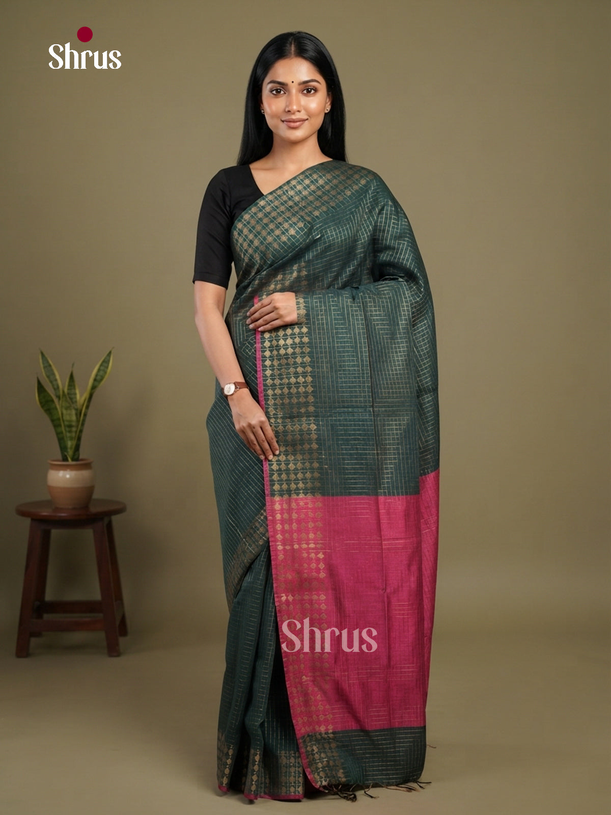 Semi Rawsilk Saree - EFS20372 - Shop on Shrus.com