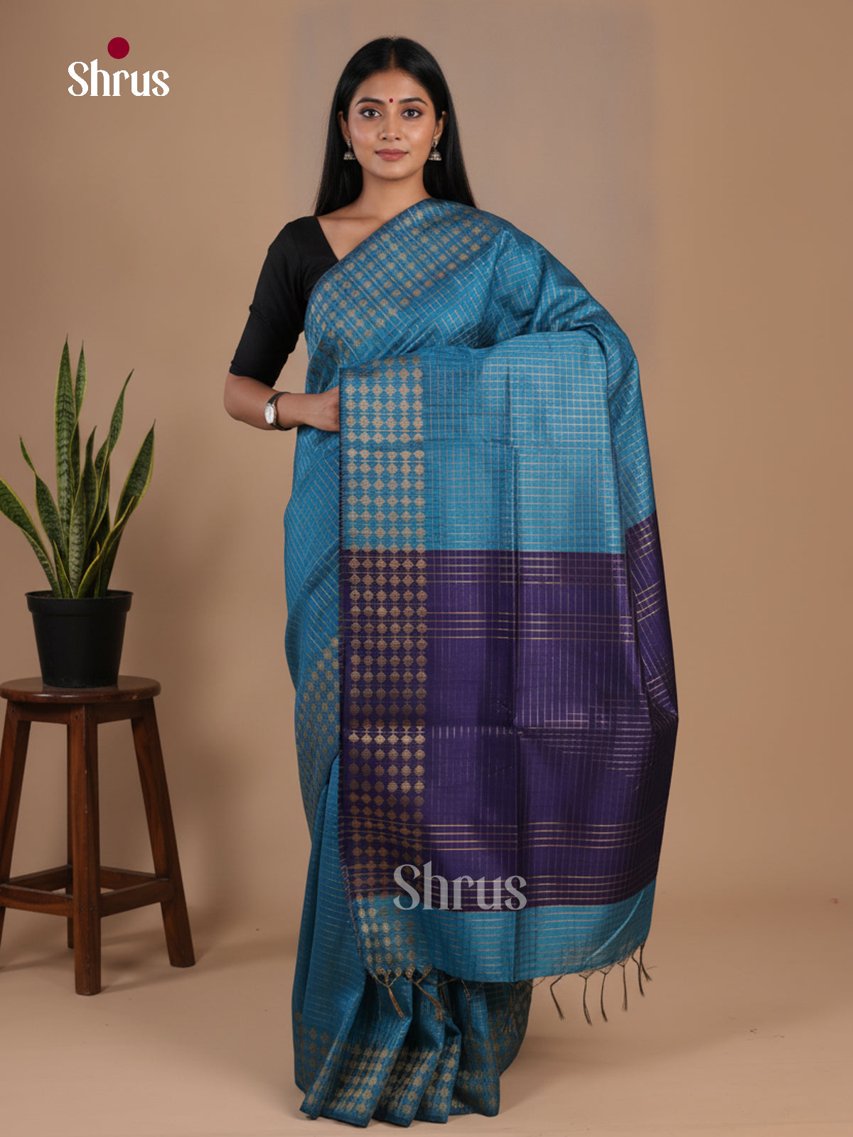 Semi Rawsilk Saree - EFS20385 - Shop on Shrus.com