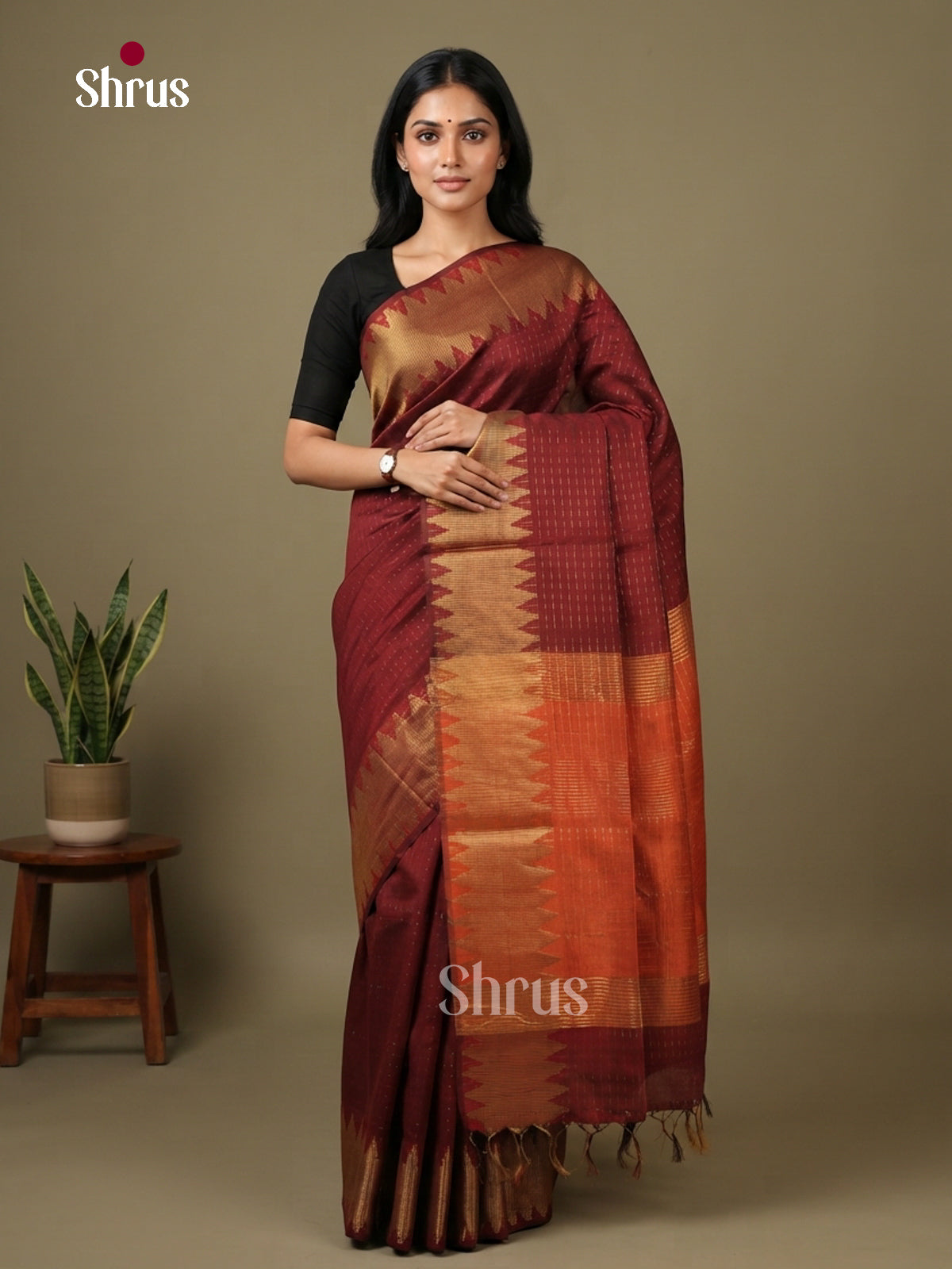 Semi Rawsilk Saree - EFS20397 - Shop on Shrus.com