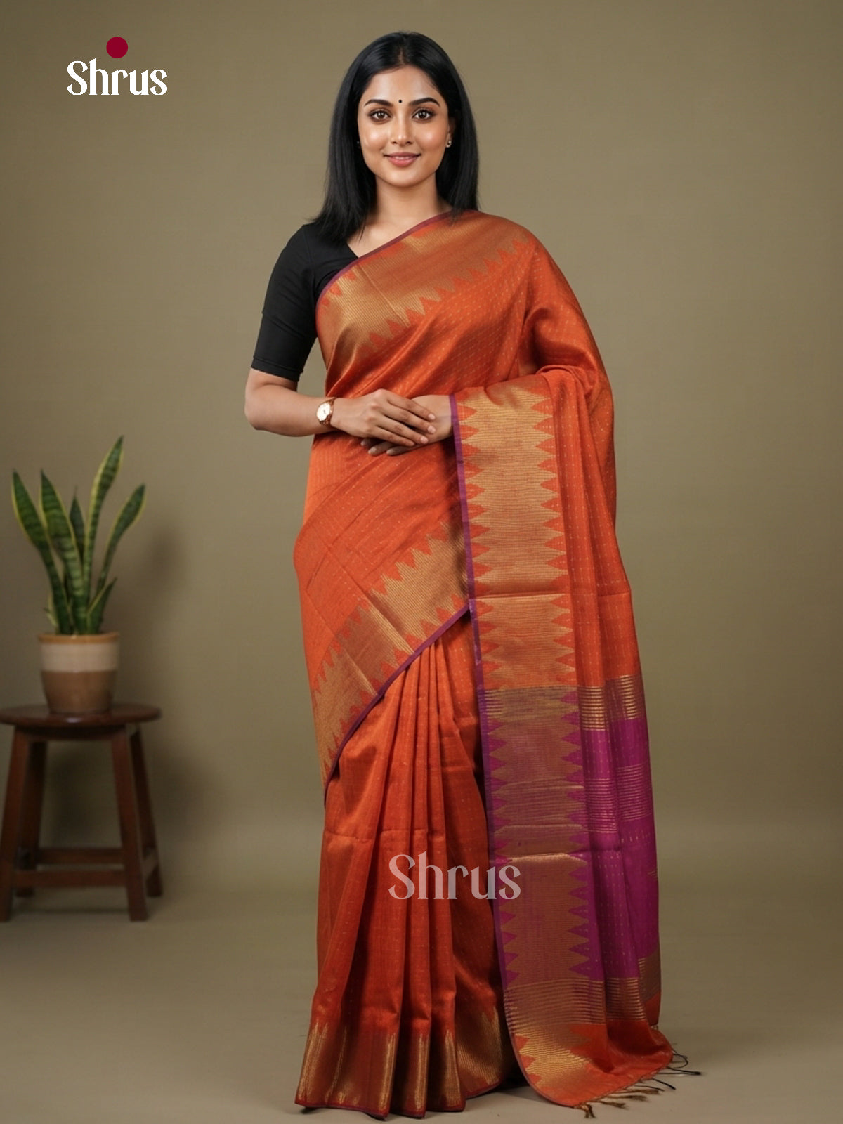 Semi Rawsilk Saree - EFS20398 - Shop on Shrus.com