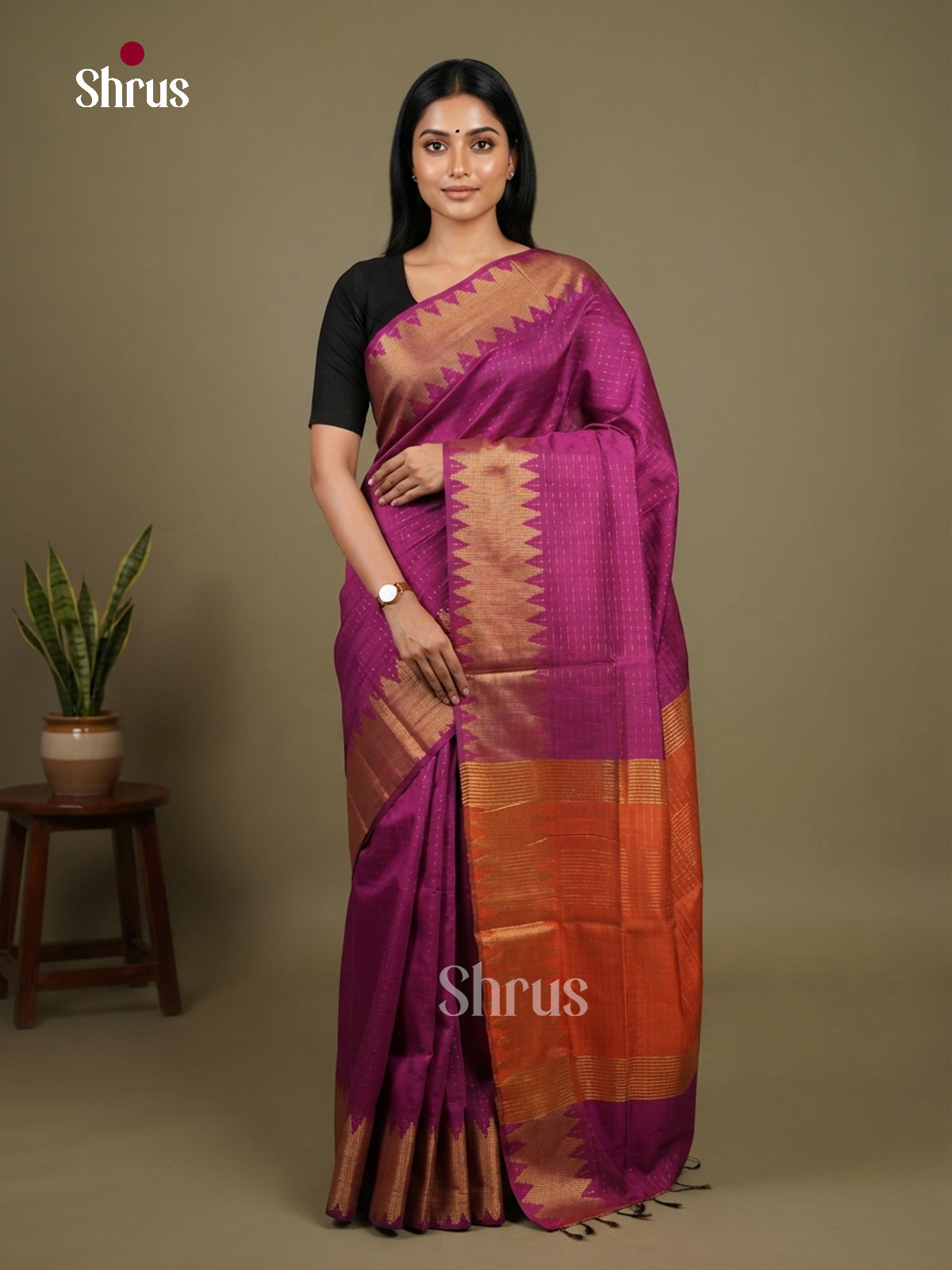 Semi Rawsilk Saree - EFS20399 - Shop on Shrus.com