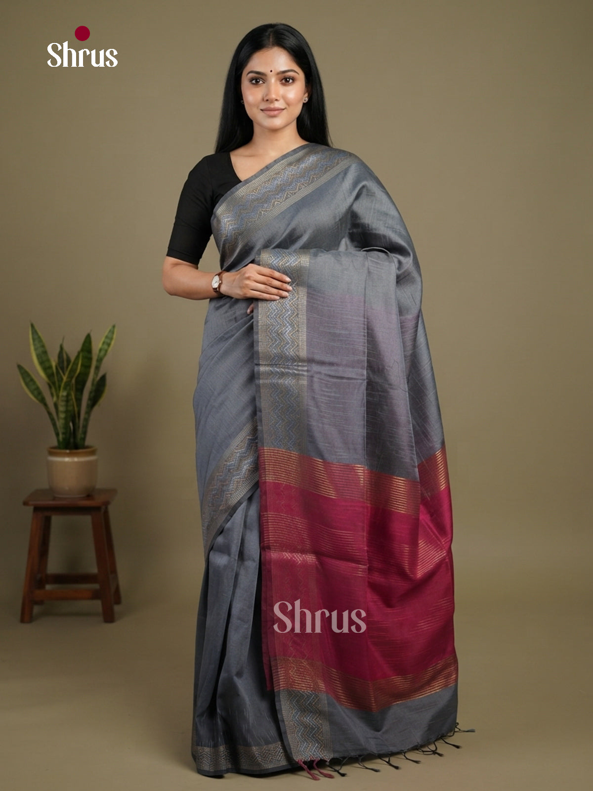 Semi Rawsilk Saree - EFS20483 - Shop on Shrus.com