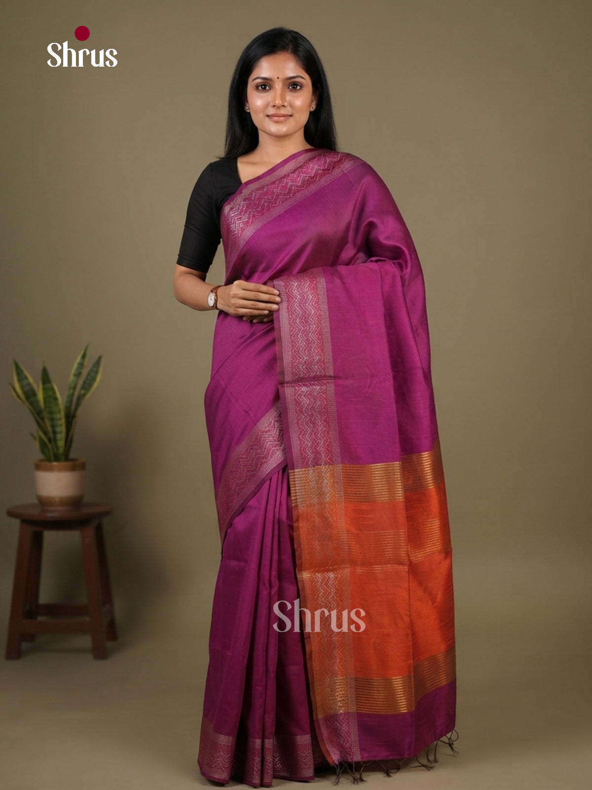 Semi Rawsilk Saree - EFS20491 - Shop on Shrus.com